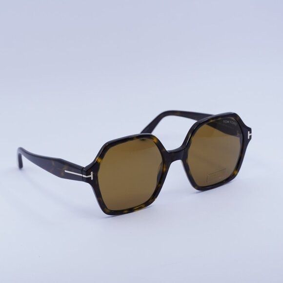 Tom Ford Tom Ford Romy FT1032 52E Sunglasses Havana Geometric Frame Size ONE SIZE - 1 Thumbnail