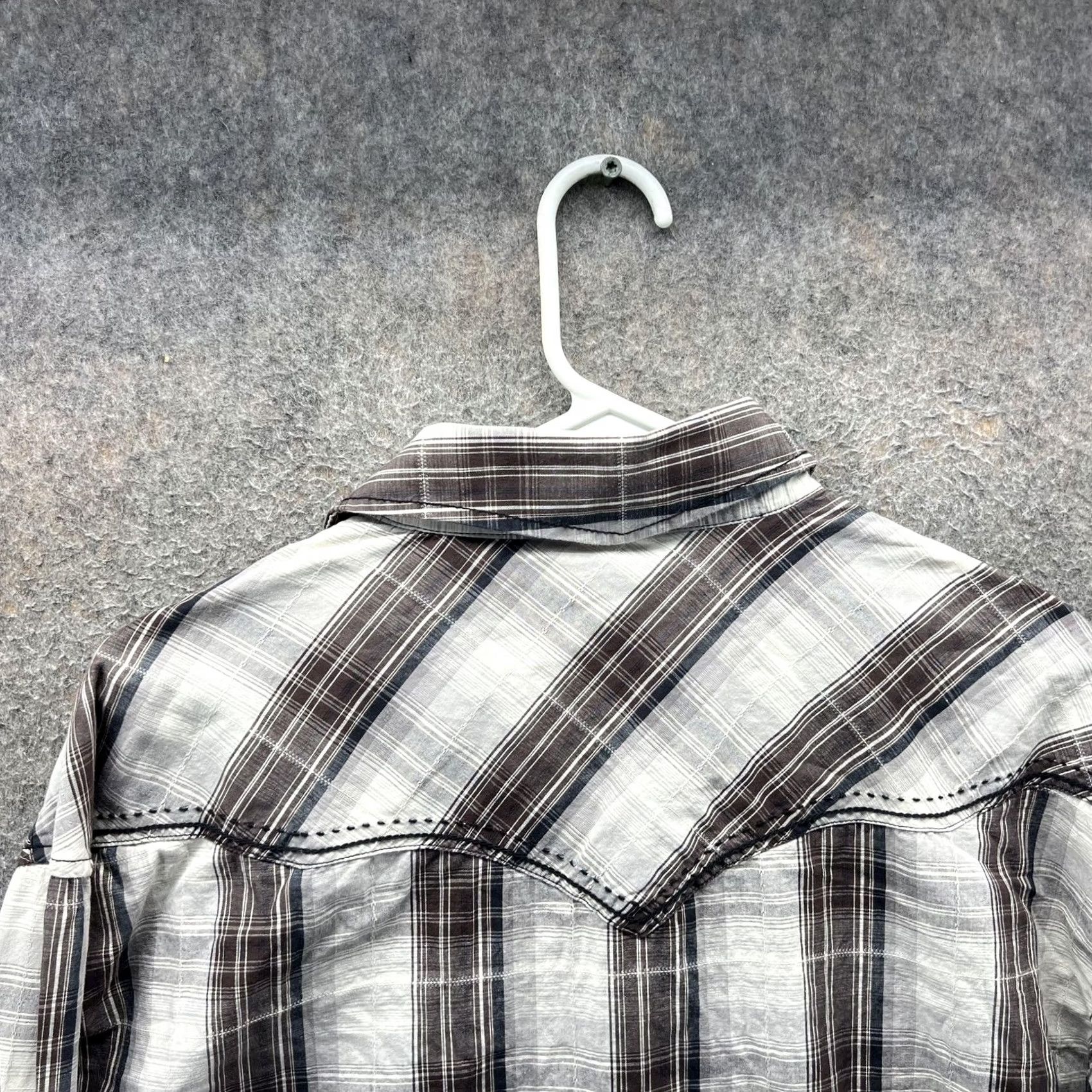 Vintage Panhandle Slim Shirt Mens XL Gray Plaid Pearl Snap Western Cowboy Long Sleeve Size US XL / EU 56 / 4 - 3 Thumbnail
