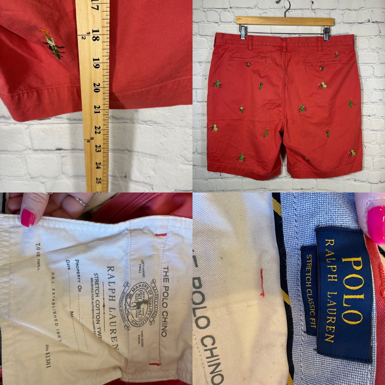 Polo Ralph Lauren VINTAGE Polo Ralph Lauren Mens Chino Shorts Polo Pickles Embroidered Sports Pink 9in Inseam Casual Mens Size US M / EU 48-50 / 2 - 8 Thumbnail