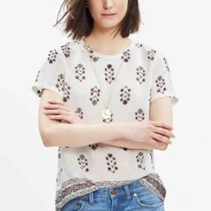 Madewell Madewell Womens Floral Silk Top S Boho Quiet Luxury Hippie Size S / US 4 / IT 40 - 1 Thumbnail