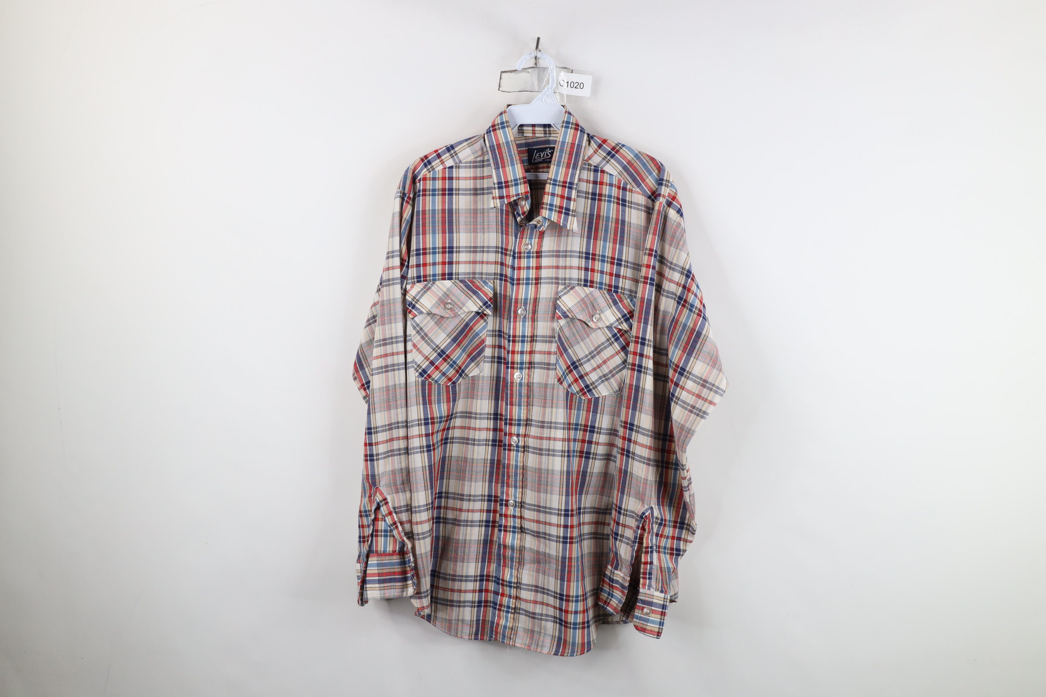 Levi's Vintage 70s 80s Levis Rainbow Collared Button Shirt USA Size US L / EU 52-54 / 3 - 1 Thumbnail