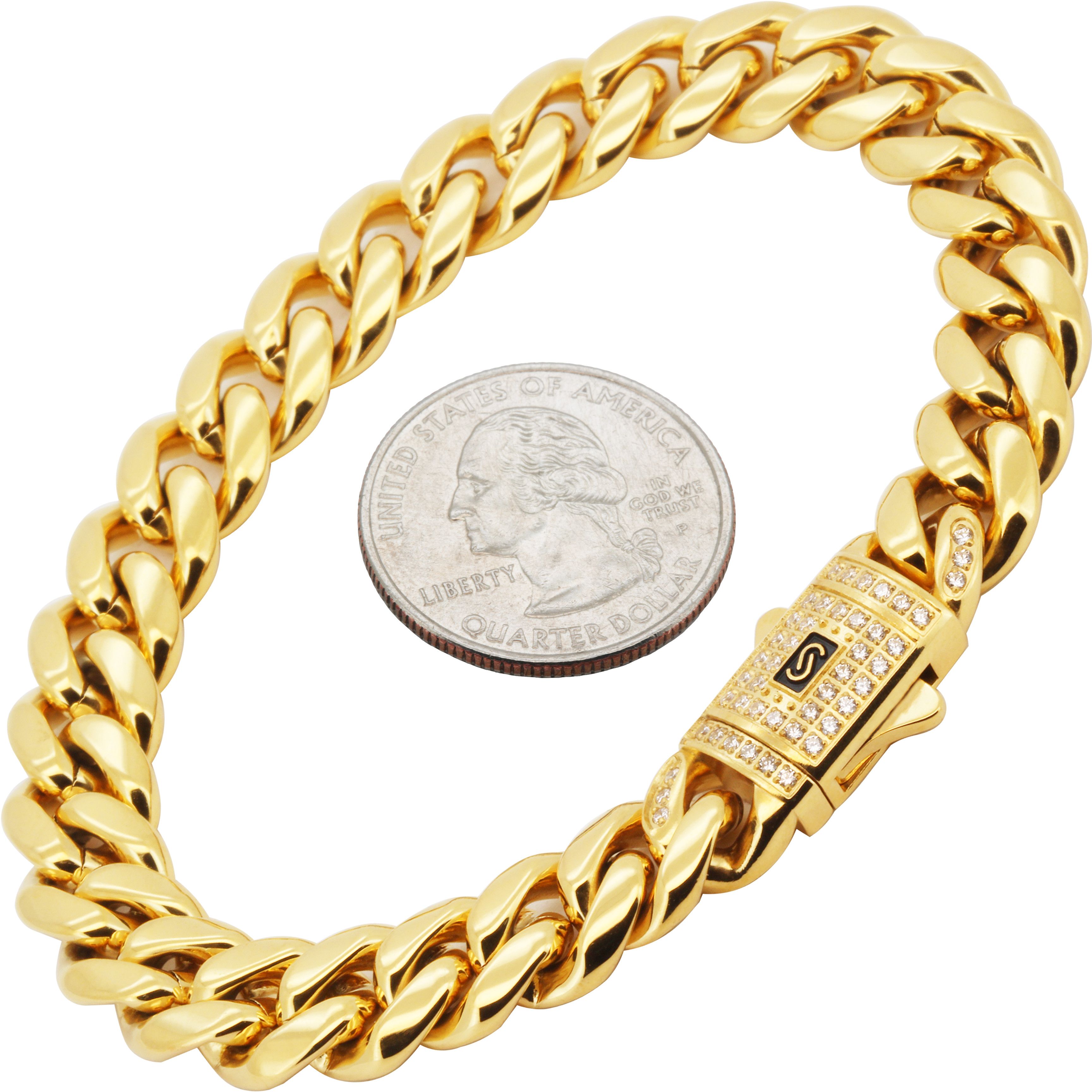 Other 316L SS 18k GP AAA CZ 10mm Miami Cuban Link Bracelet 8” Size ONE SIZE - 1 Thumbnail