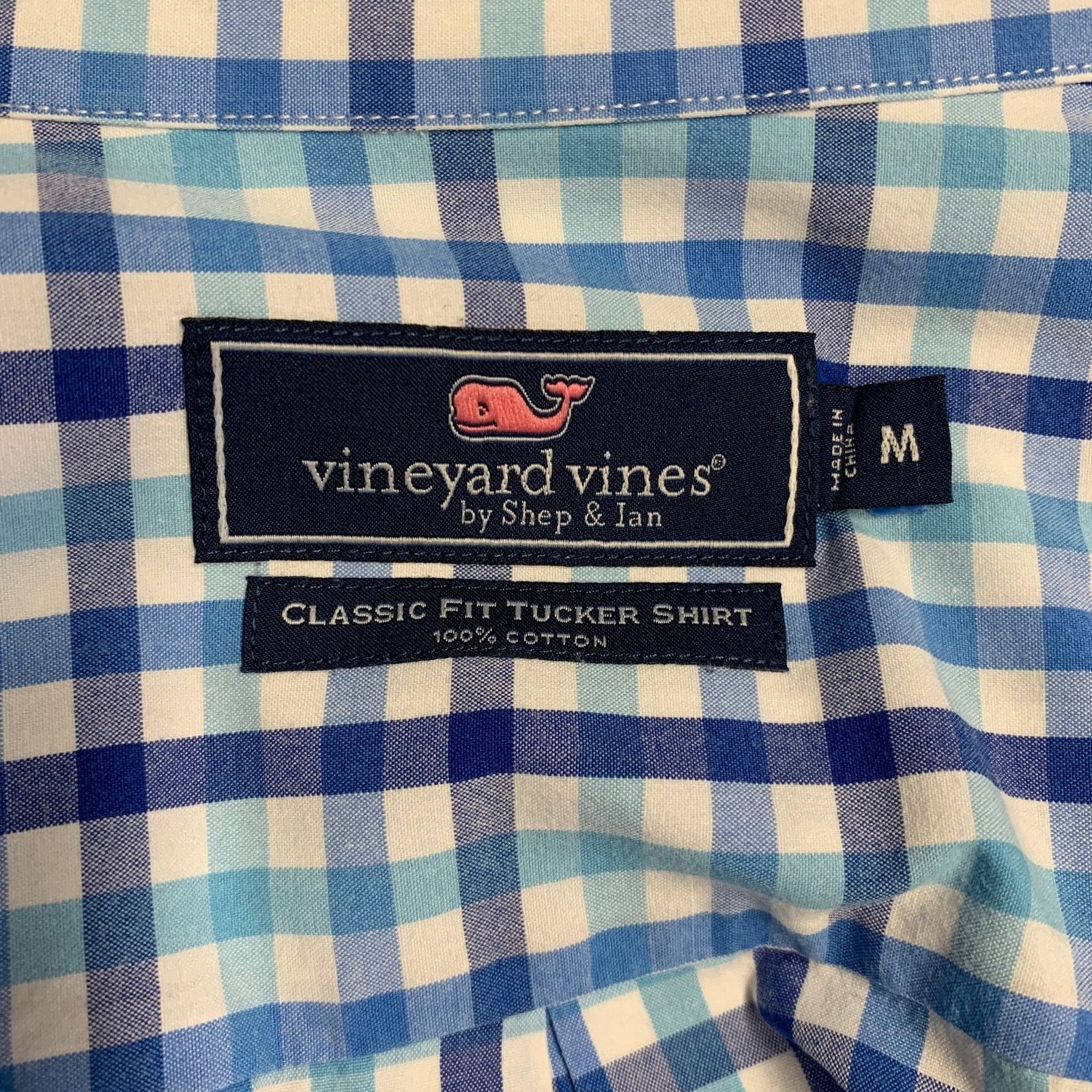 Vineyard Vines Blue White Checkered Cotton One pocket Long Sleeve Shirt Size US M / EU 48-50 / 2 - 5 Thumbnail