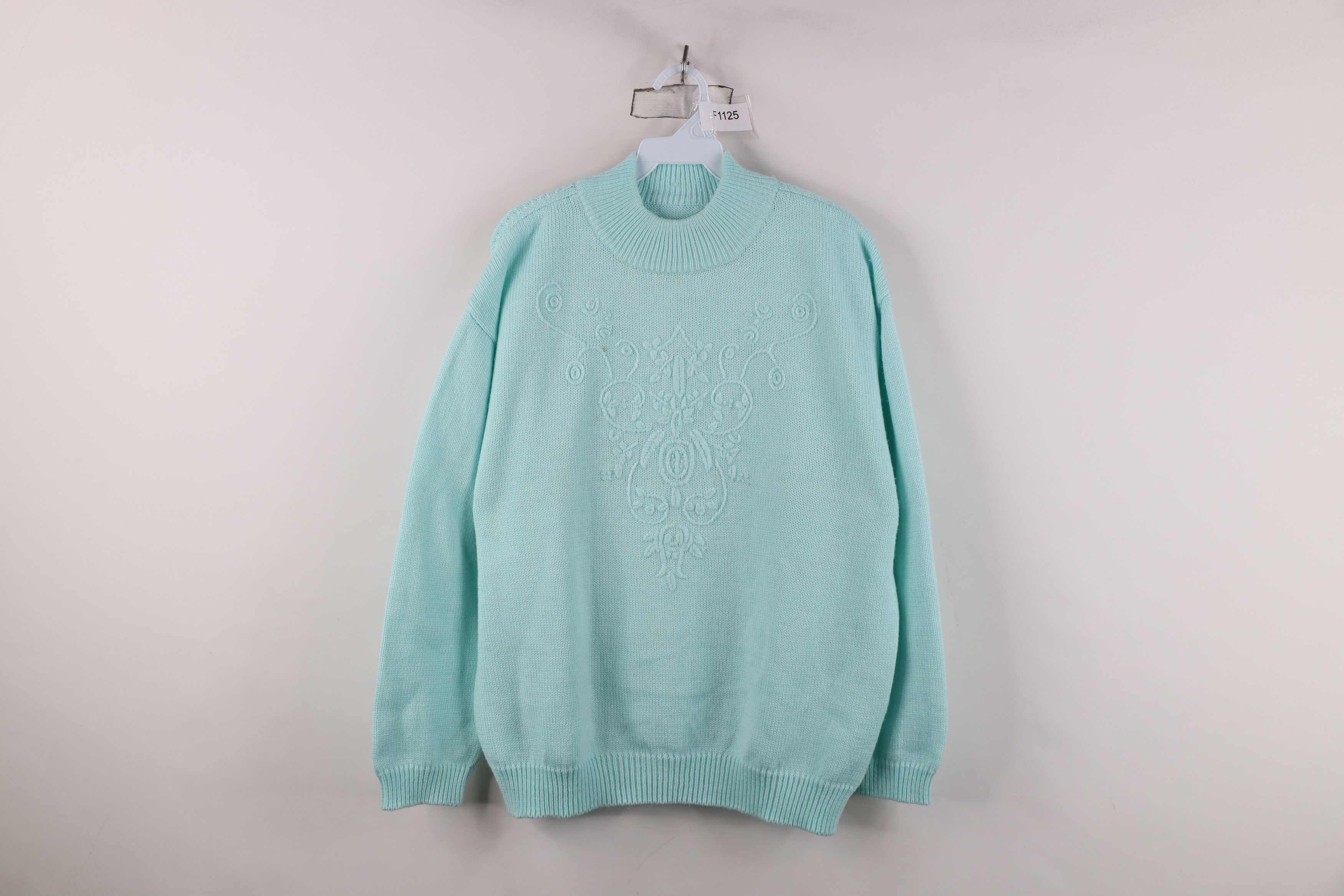 Vintage Vintage 90s Streetwear Embroidered Flower Knit Sweater Size XXL / US 16-18 / IT 52-54 - 1 Thumbnail