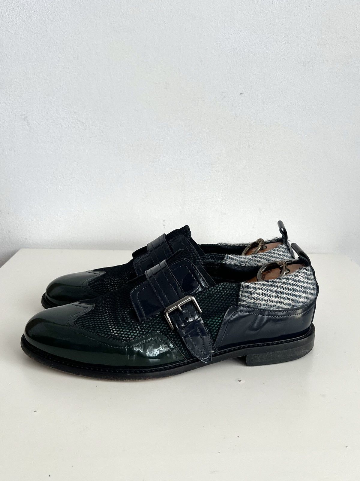 John Galliano 00s John Galliano Patent Leather Strap Hybrid “Joker” Shoes Size US 9 / EU 42 - 1 Thumbnail