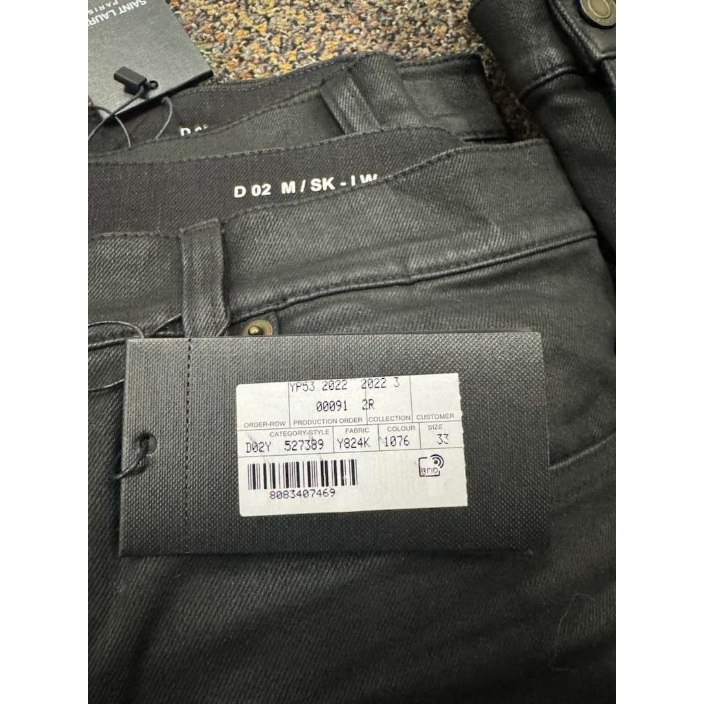 Saint Laurent Paris o1rshd1 Q:2 / Skinny 5 Pocket Low Nightrider Jeans in Black Size US 33 - 17 Thumbnail