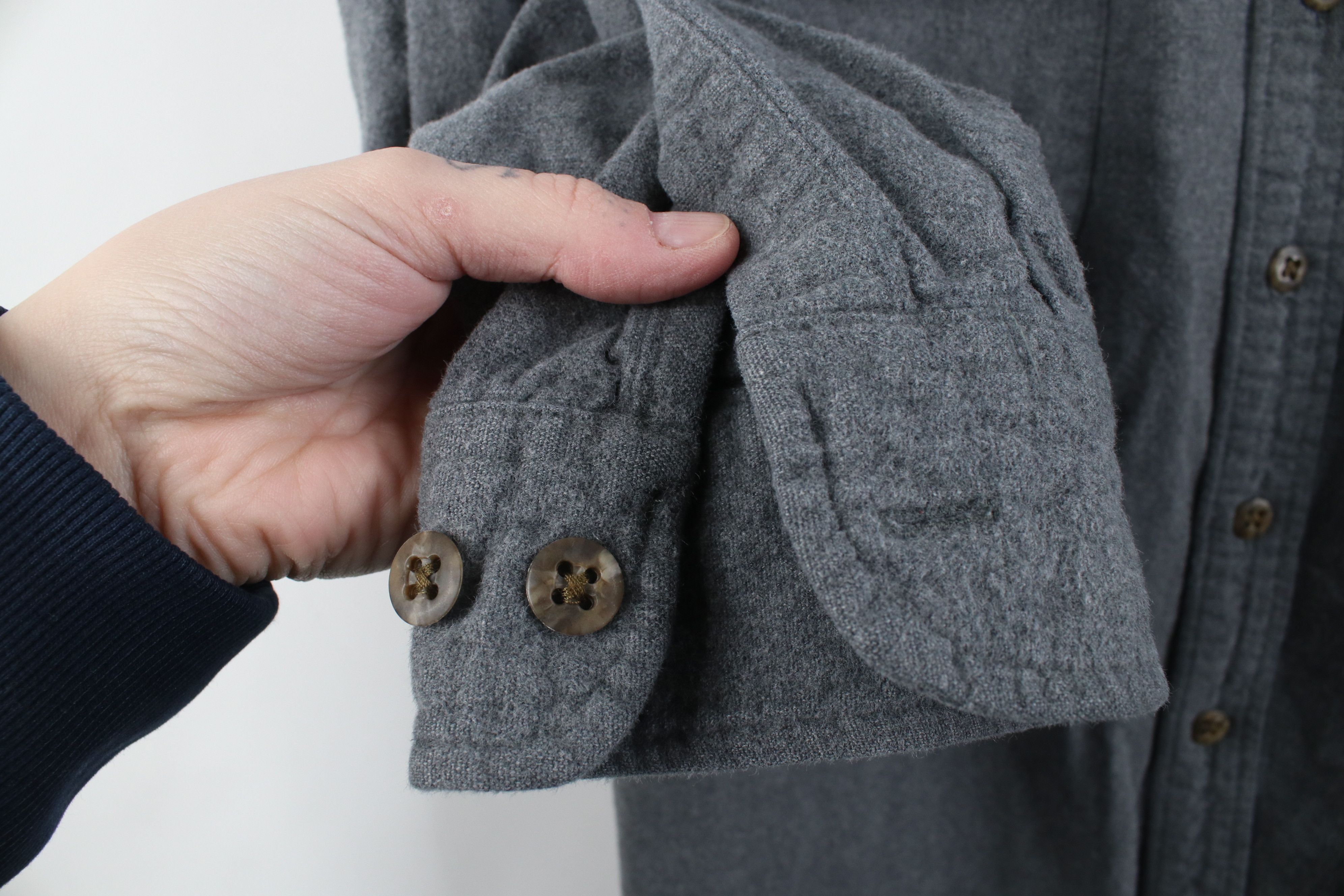 Vintage Vintage 90s Streetwear Heavy Chamois Cloth Button Shirt Gray Size US L / EU 52-54 / 3 - 5 Thumbnail