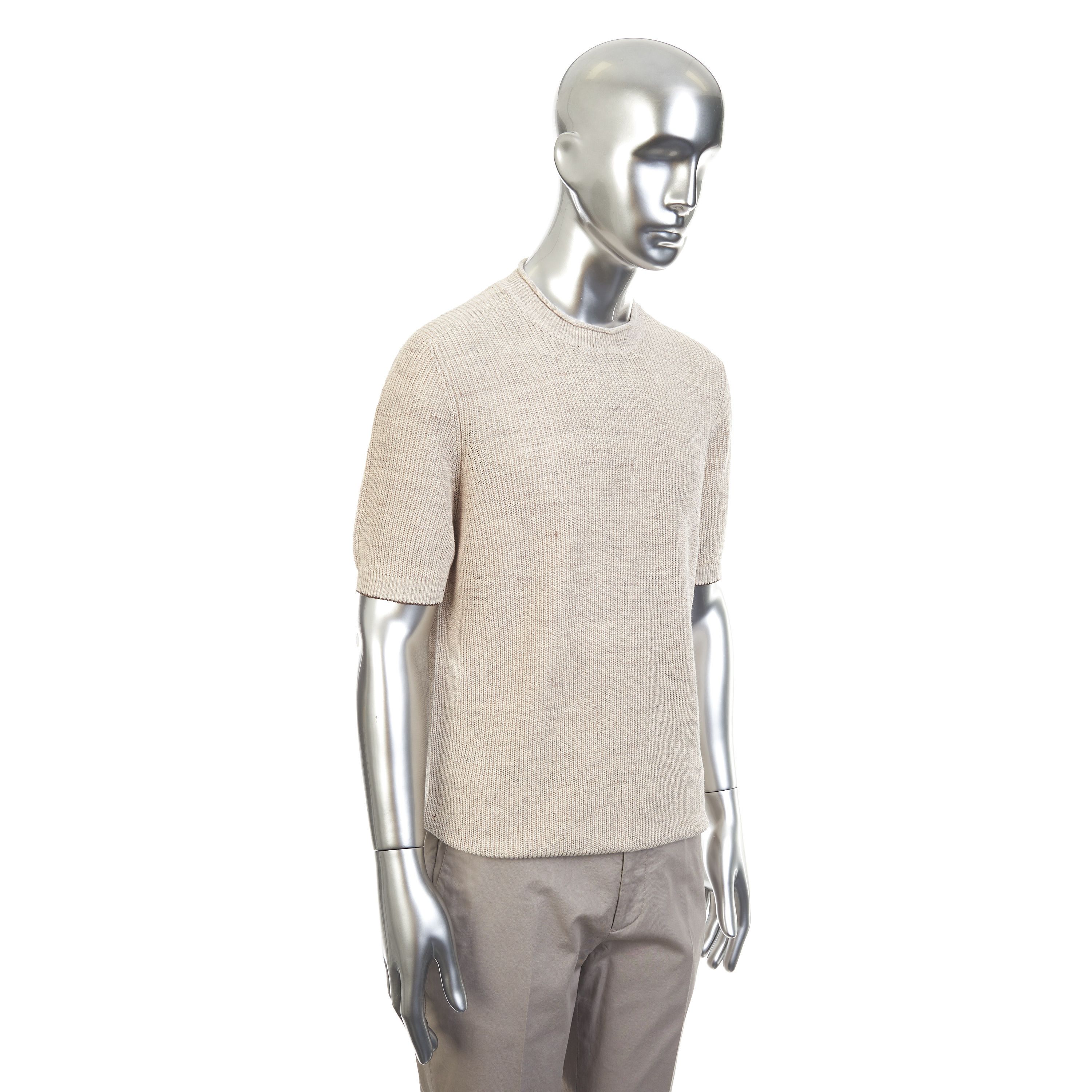 Brunello Cucinelli Linen And Cotton Half English Rib Knit T-Shirt Size 54 Size US L / EU 52-54 / 3 - 3 Thumbnail