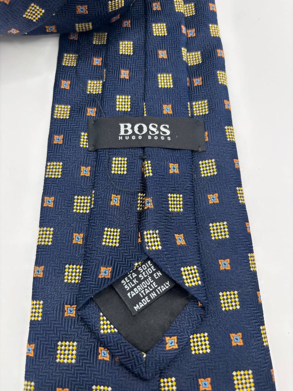 Hugo Boss Hugo Boss Silk Geometric Tie - Navy/Blue - Made in Italy Size ONE SIZE - 7 Thumbnail
