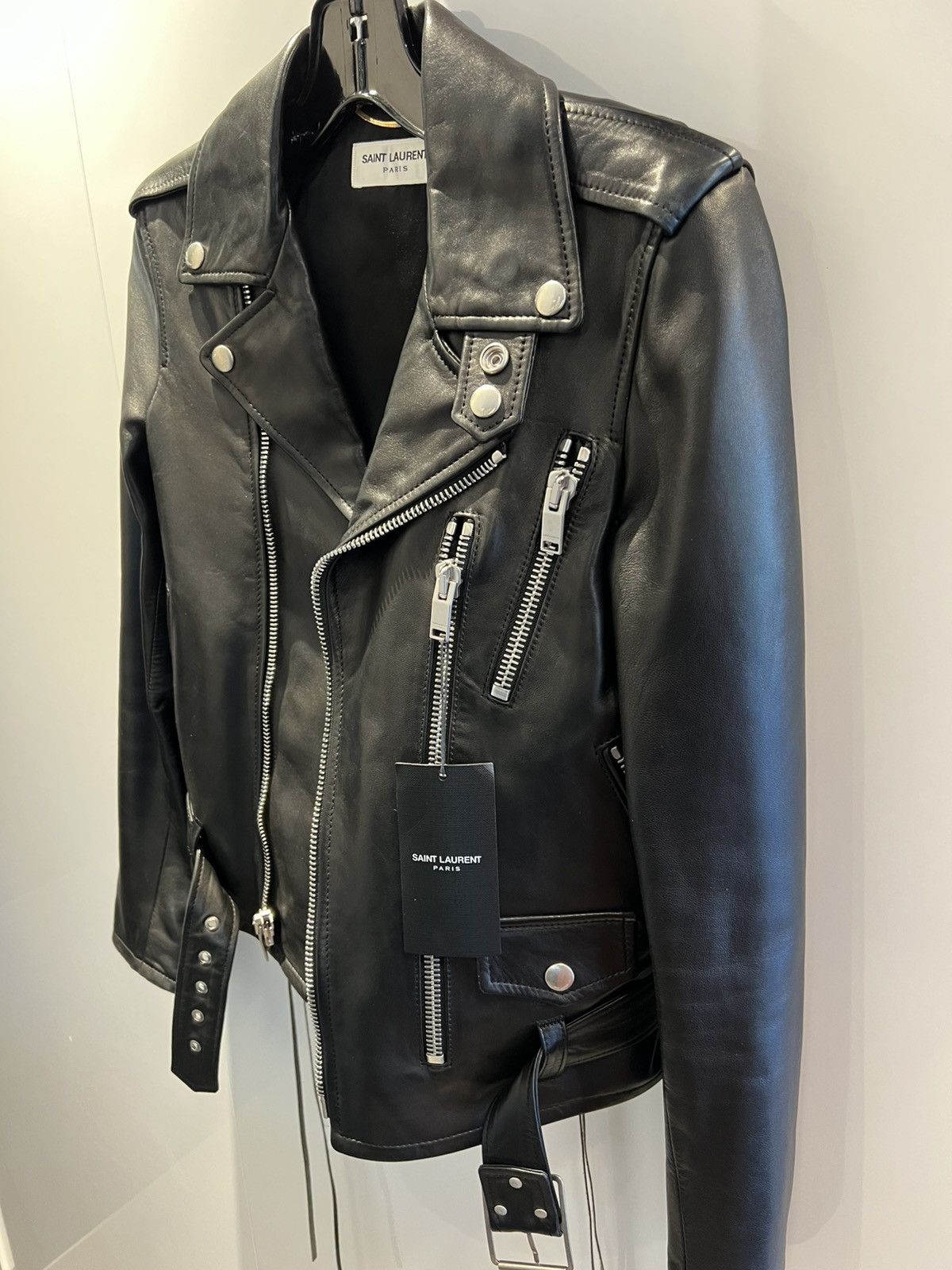 Saint Laurent Paris 🔥$7.6K VALUE🔥 Black Leather Biker Jacket Size XS / US 0-2 / IT 36-38 - 3 Thumbnail