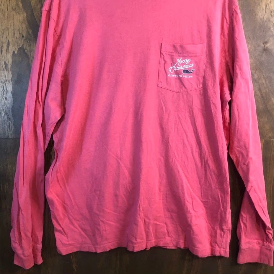 Vineyard Vines Vineyard Vines Mens Shirt Pink Coral Merry Christmas Long Sleeve 100% Cotton L Size US L / EU 52-54 / 3 - 3 Thumbnail
