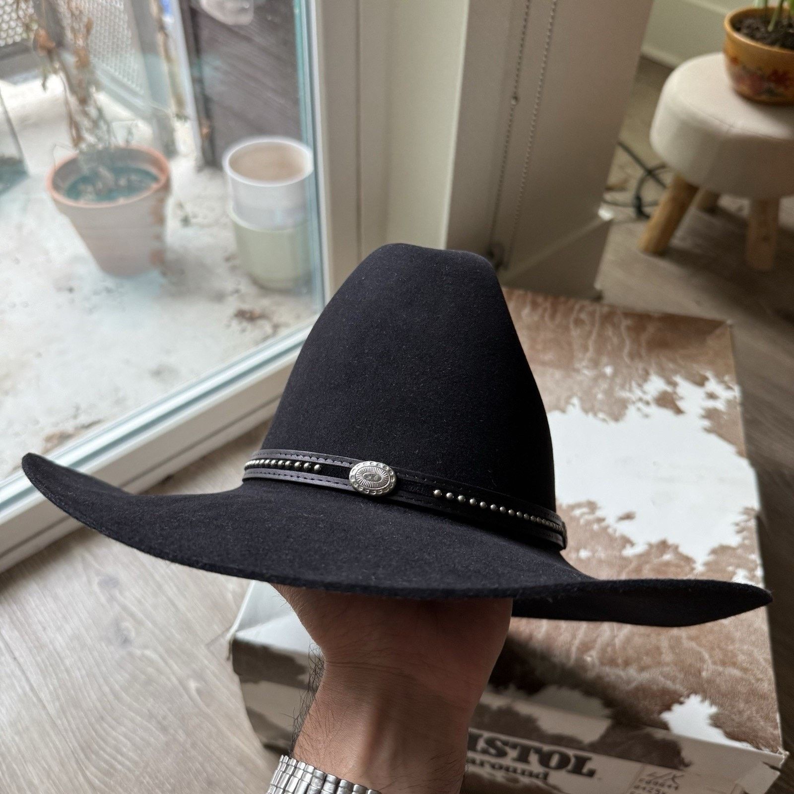Vintage Vintage Resistol Black Cowboy Hat 4x Beaver Oval 6 7/8 L Size ONE SIZE - 12 Thumbnail