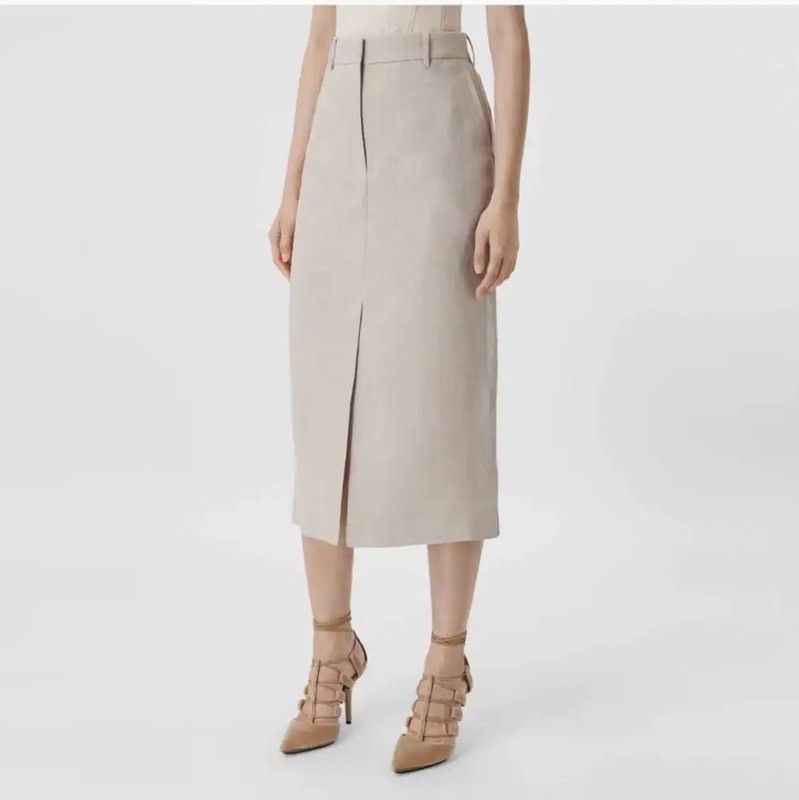 Burberry Burberry Beige Summer Linen Midi Skirt Size 23" - 1 Thumbnail