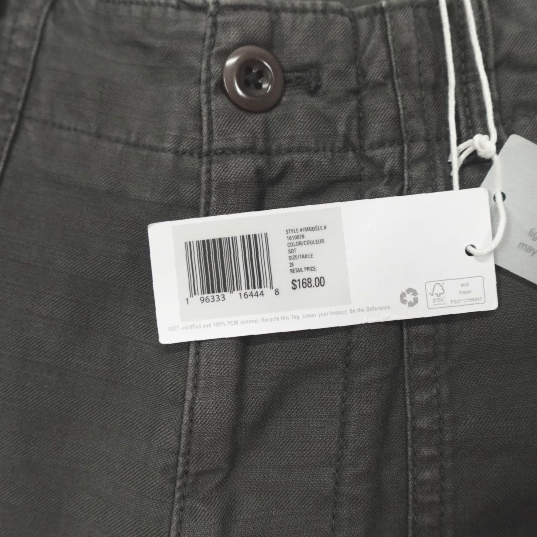 Outerknown Outerknown The Utilitarian Pants Men 28x32 Organic Cotton SOT Grey Cargo Pants Straight Leg Regular Fit (Gray) Size US 28 / EU 44 - 4 Thumbnail