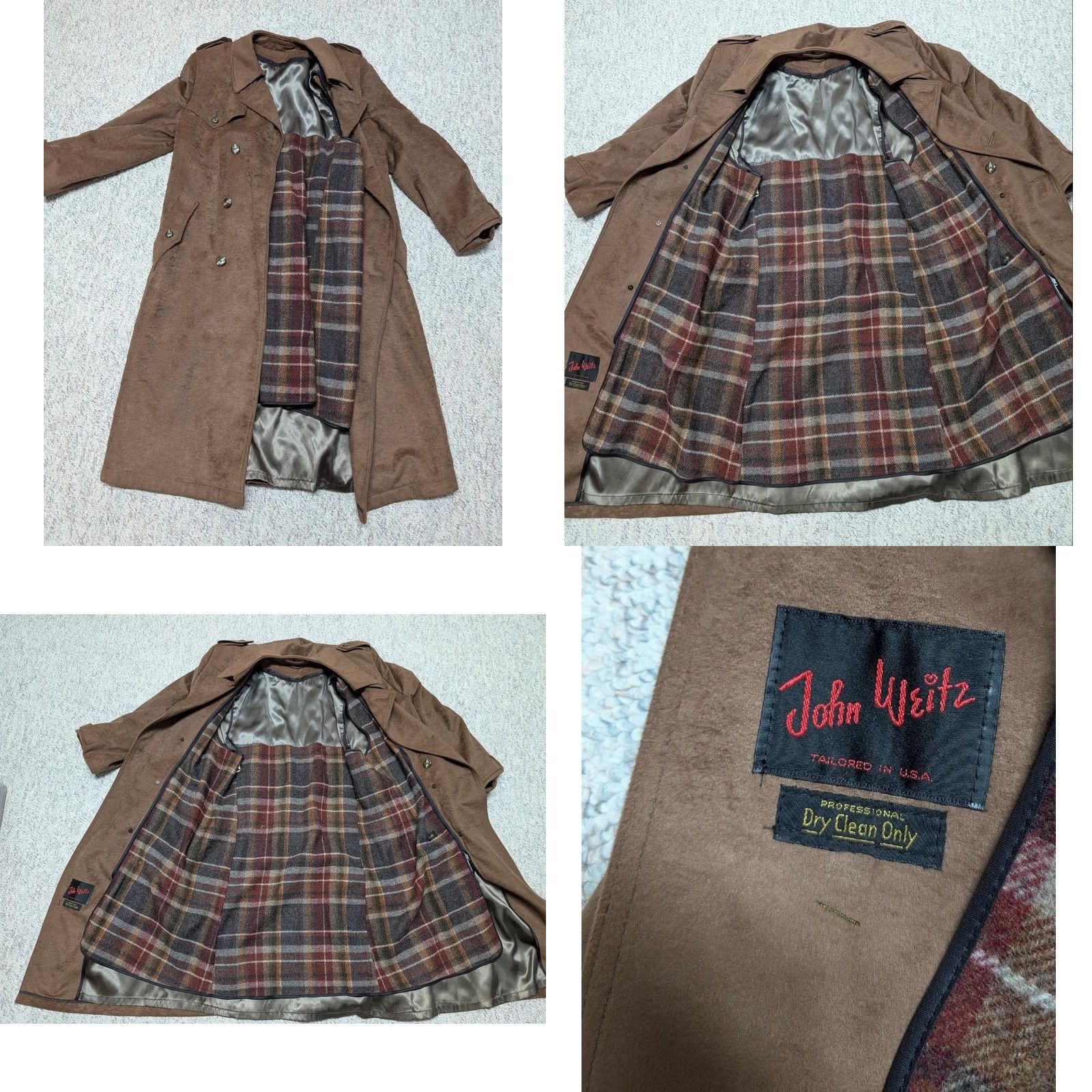 Velvet VINTAGE John Weitz Trench Coat - velvet belted brown 40L - long overcoat - Mens Size US S / EU 44-46 / 1 - 8 Thumbnail