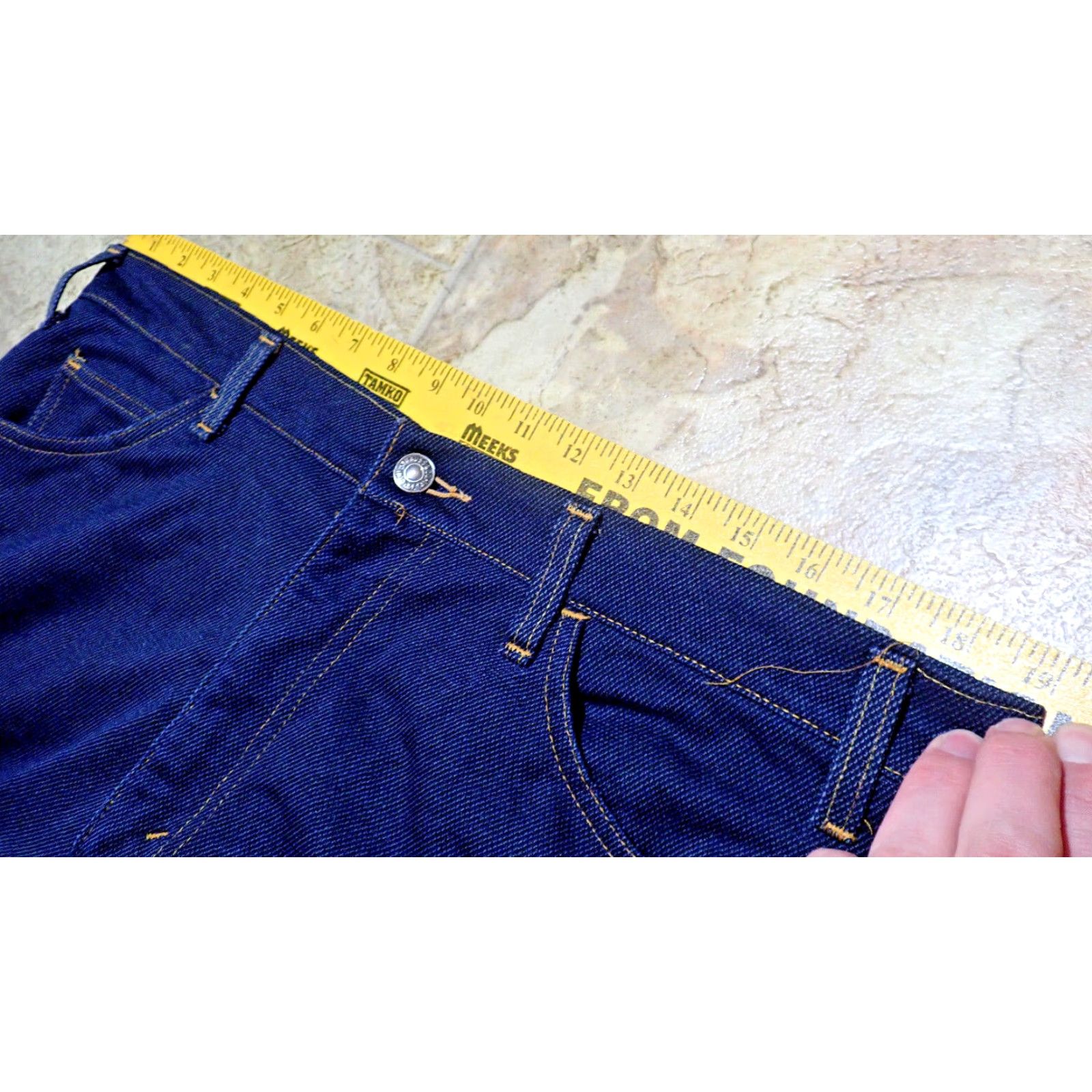 Levi's VINTAGE Levi's 517 Orange Tab Bootcut Saddleman Jeans 38x28 USA Made 70s Slim Fit Dark Blue Denim-Look Polyester 5-Pocket Style with Zipper Size US 38 / EU 54 - 7 Thumbnail