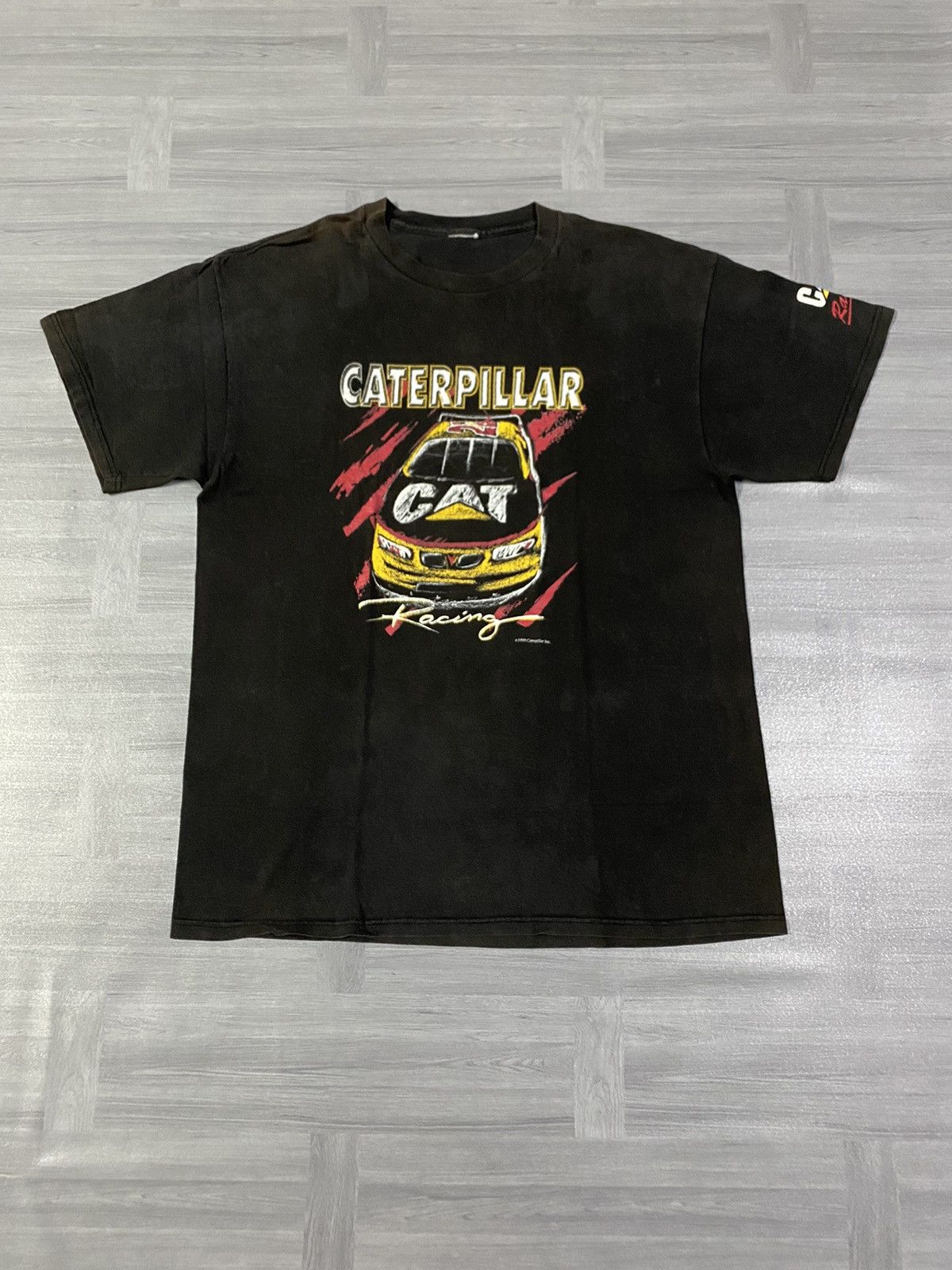 NASCAR Vintage 90s Caterpillar Racing Nascar T Shirt Size US XL / EU 56 / 4 - 1 Thumbnail