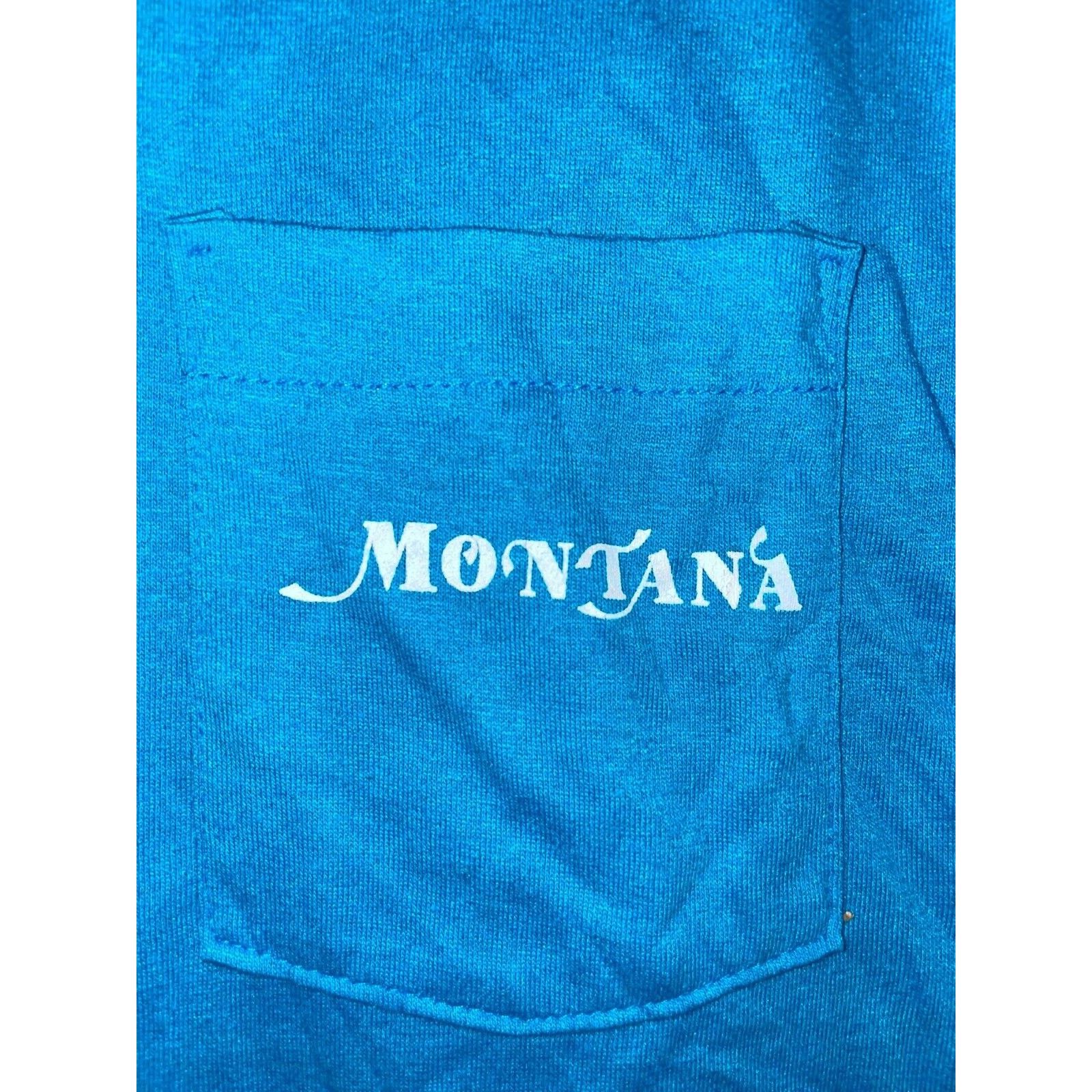 Jerzees Vintage Montana Shirt State Blue Front Pocket Tee VTG 90s L Size US L / EU 52-54 / 3 - 3 Thumbnail