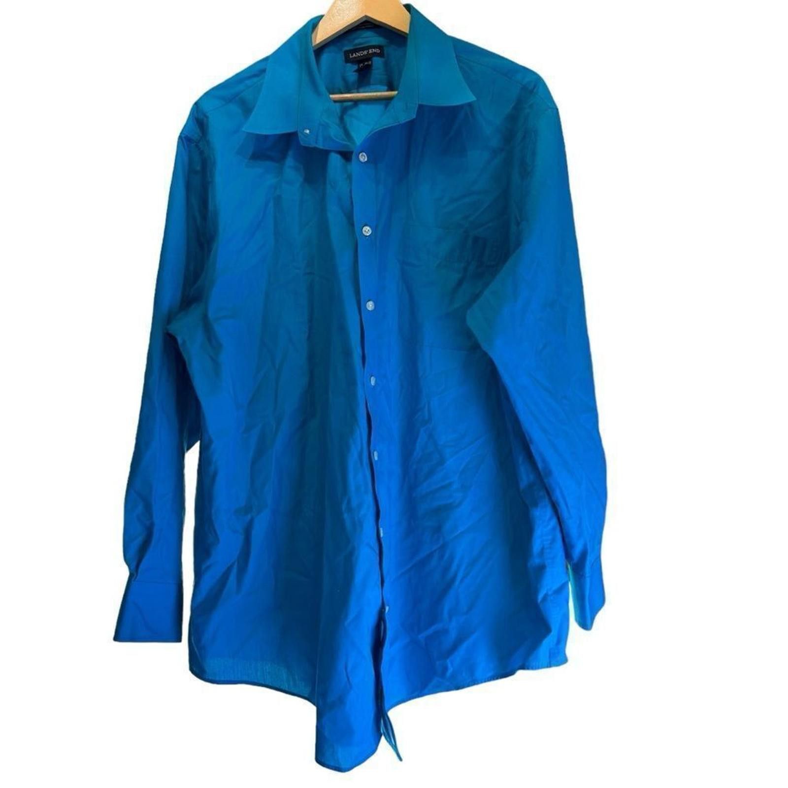 Lands' End Lands End Turquoise Wrinkle Free Broadcloth Shirt Size 18x35 Size US M / EU 48-50 / 2 - 7 Thumbnail