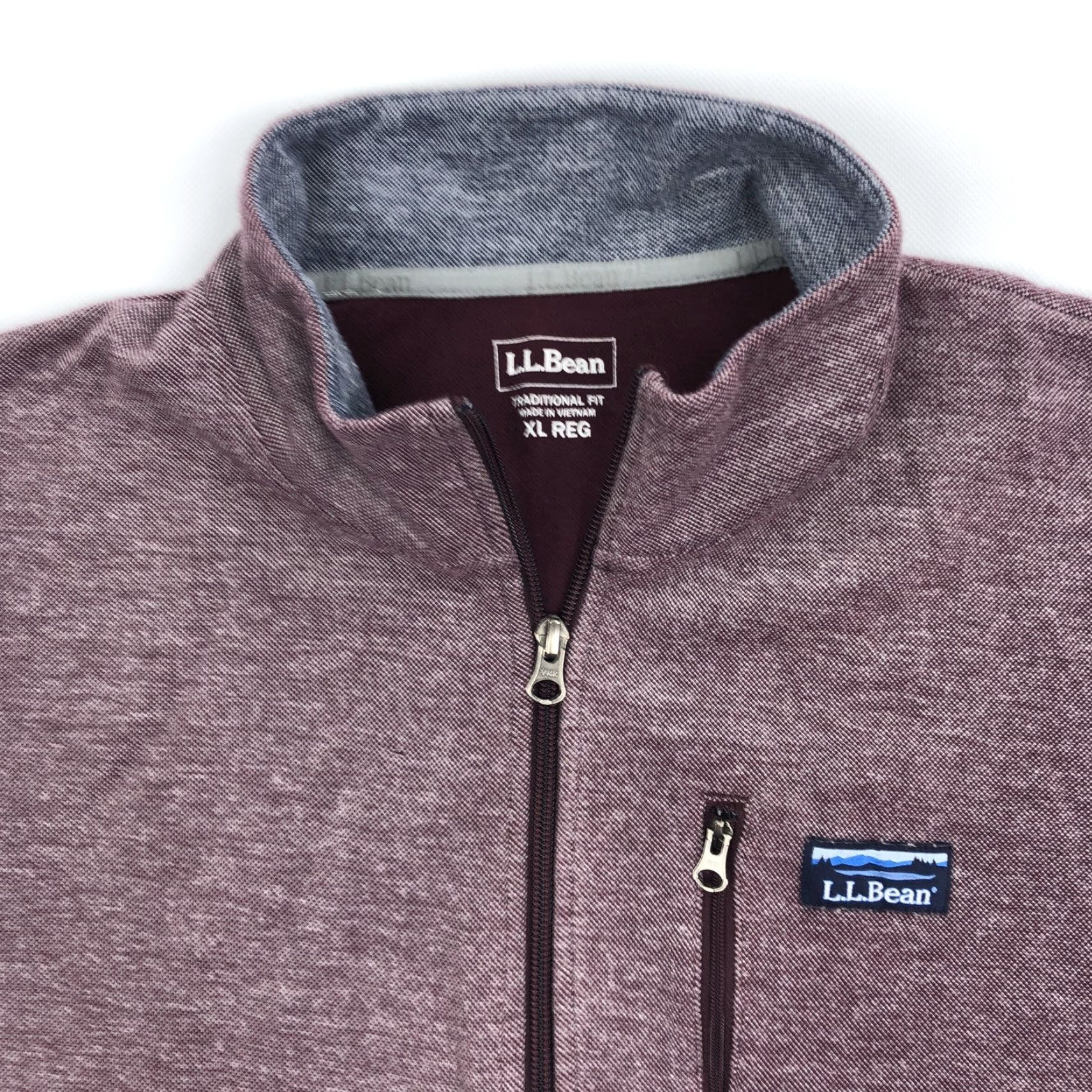 Vintage L.L.Bean Mens XL Regular Full Zip Fleece Jacket Burgundy Heather Size US XL / EU 56 / 4 - 2 Thumbnail
