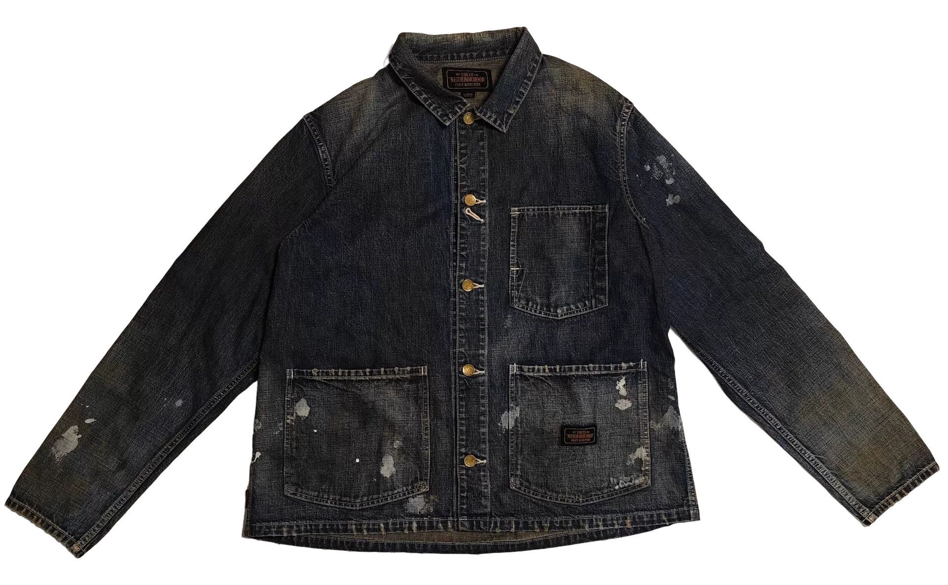 Neighborhood Neighborhood Distressed Paint Splatter Denim Shirt Size L Size US L / EU 52-54 / 3 - 1 Thumbnail