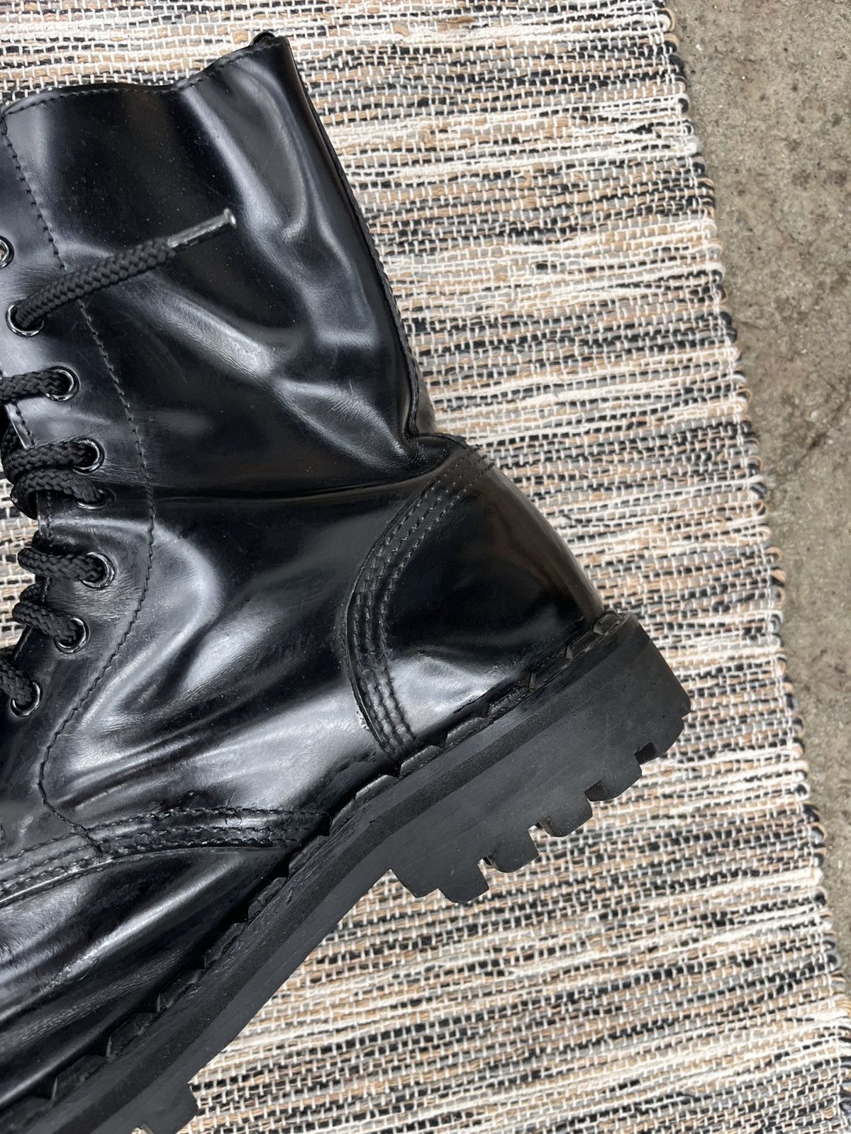 New Rock Vintage Steel Black Combat High Boots Military Biker Y2K Size US 10.5 / EU 43-44 - 15 Thumbnail