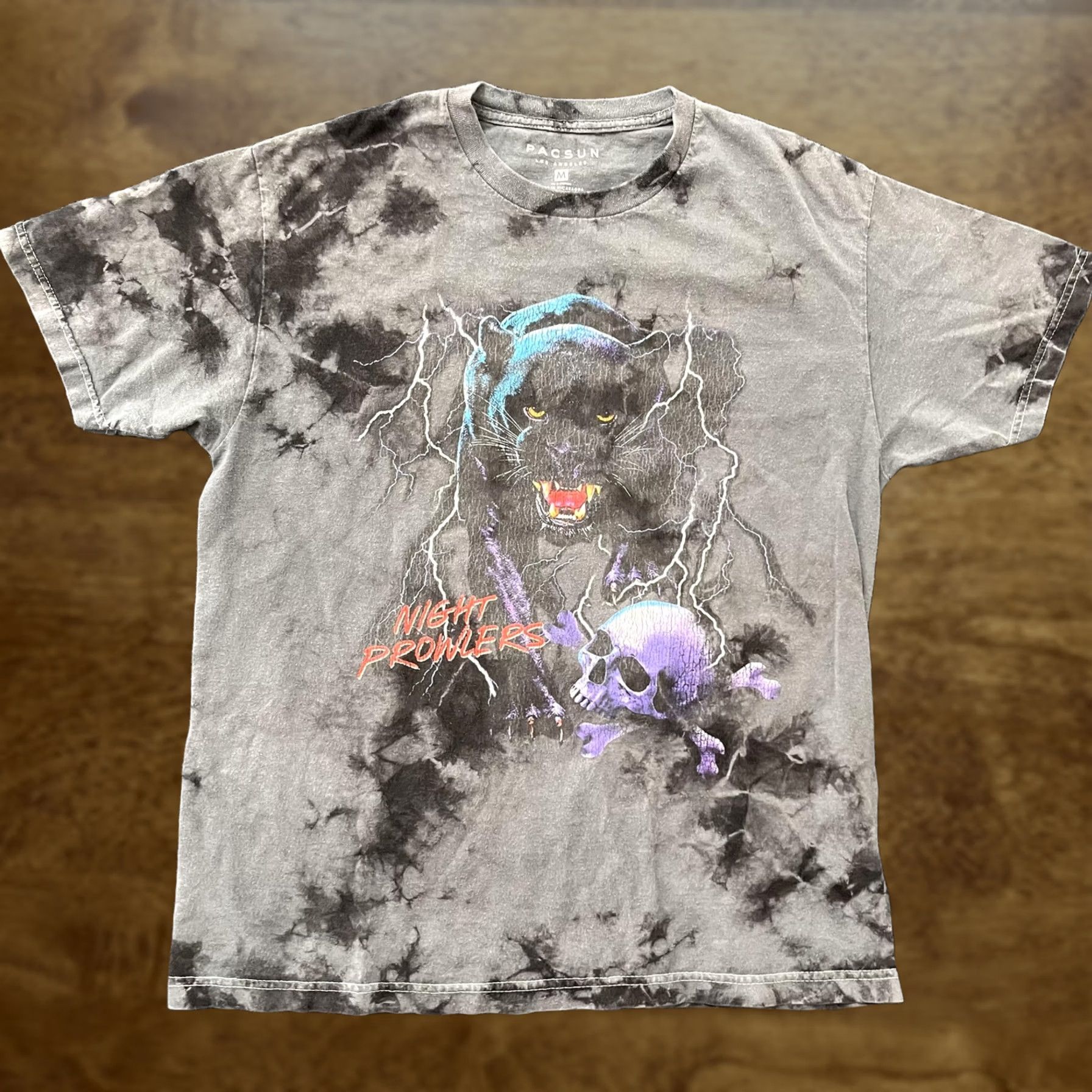 Pacsun PacSun Mens Medium Gray Night Prowlers Panther Skull Graphic Tee T-Shirt Size US M / EU 48-50 / 2 - 1 Thumbnail