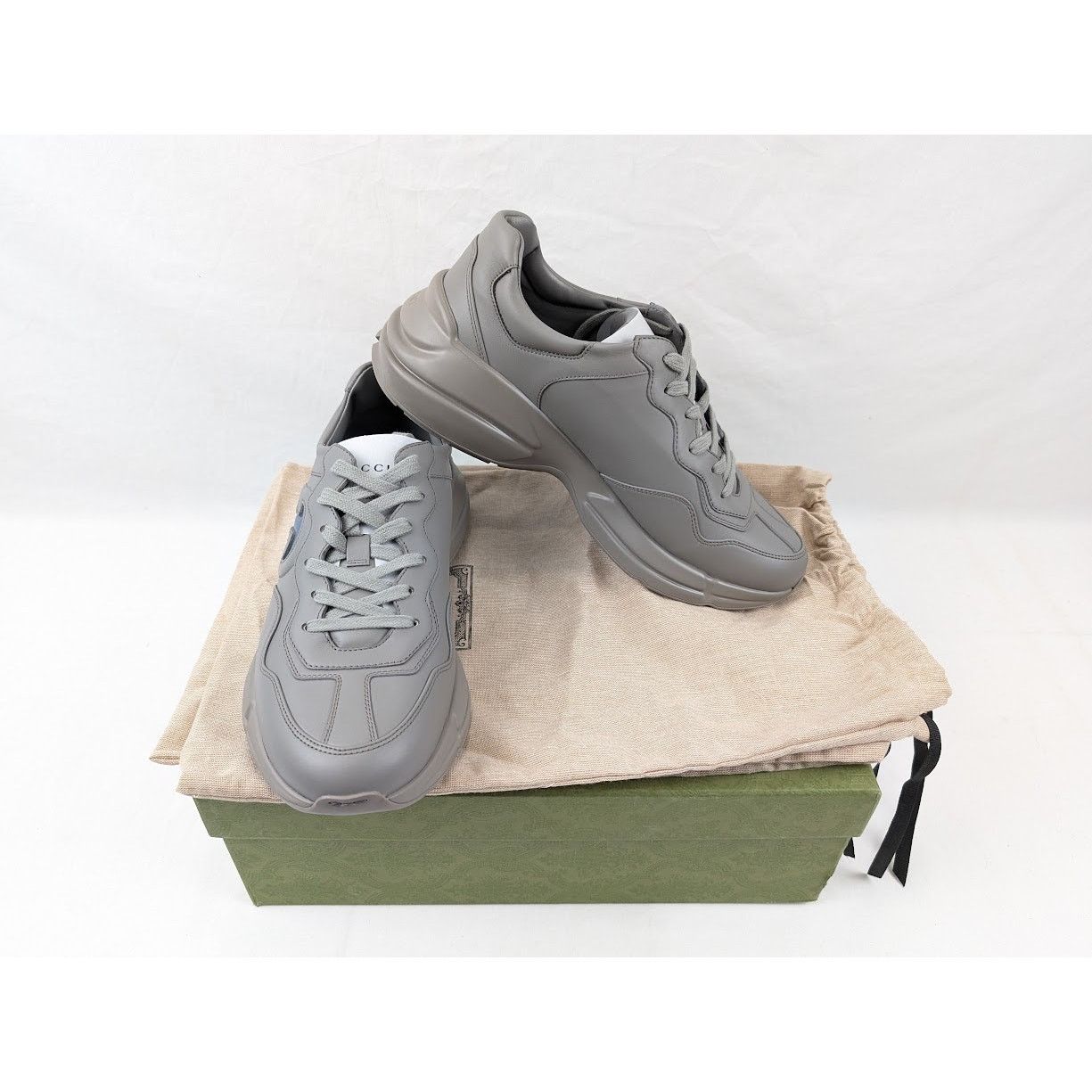 Gucci o1rshd1 Soft Leather Sneakers in Dusty Grey/Admiral Size US 10.5 / EU 43-44 - 17 Thumbnail