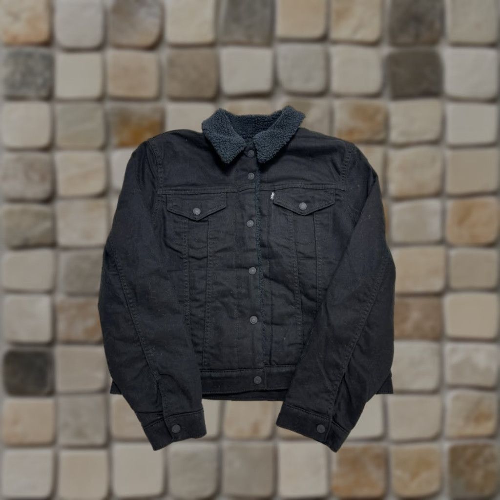 Levi's Levi's Jacket Womens Large Black Cotton Denim Bomber Jacket Size L / US 10 / IT 46 - 1 Thumbnail