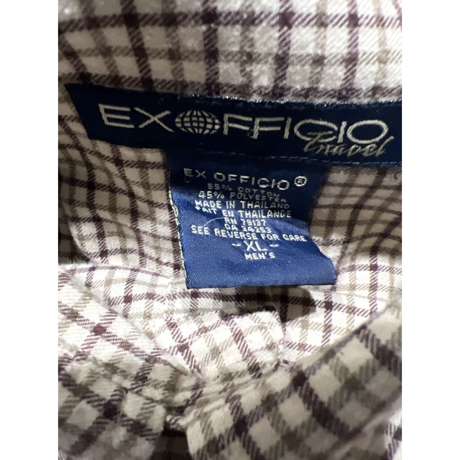 ExOfficio VINTAGE ExOfficio Men’s Shirt Long Sleeve Beige Plaid Button-Down XL Travel Size US XL / EU 56 / 4 - 5 Thumbnail