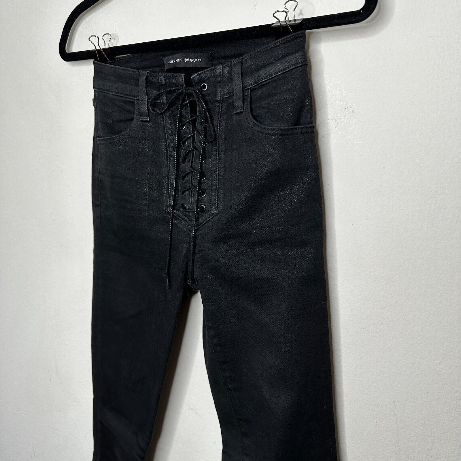 J Brand J Brand Steph Shep Black High-Rise Lace Up jean Vendetta 25 Size 25" / US 0 / IT 36 - 5 Thumbnail