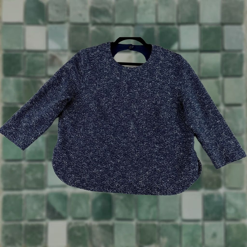 Akris Akris Punto Sweatshirt Womens Medium Navy Speckled Knit Back Cut Out 3/4 Sleeve Size M / US 6-8 / IT 42-44 - 1 Thumbnail