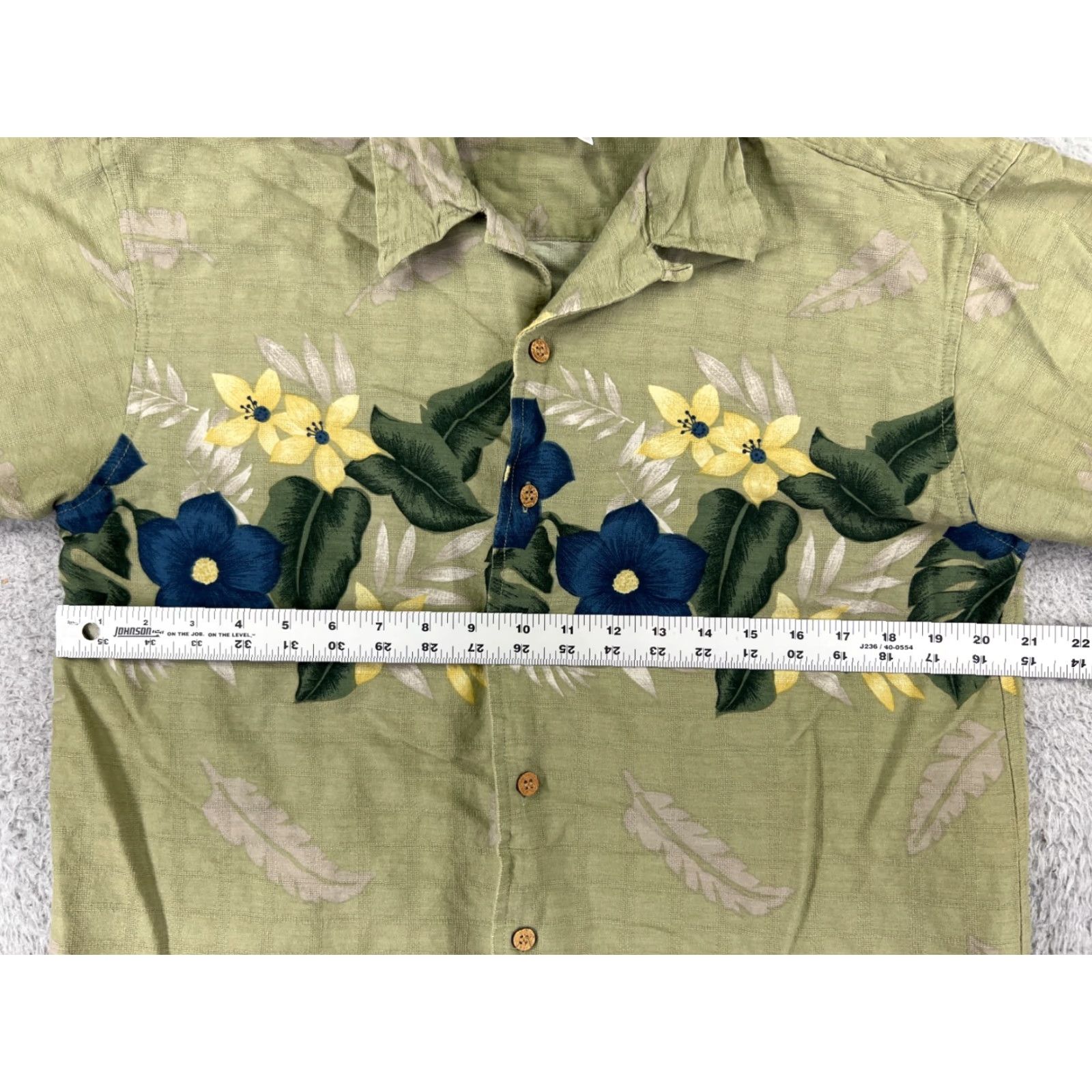 Cherokee Cherokee Shirt Adult Medium Green Floral Hawaiian Cotton Blend Button Up Size US M / EU 48-50 / 2 - 7 Thumbnail