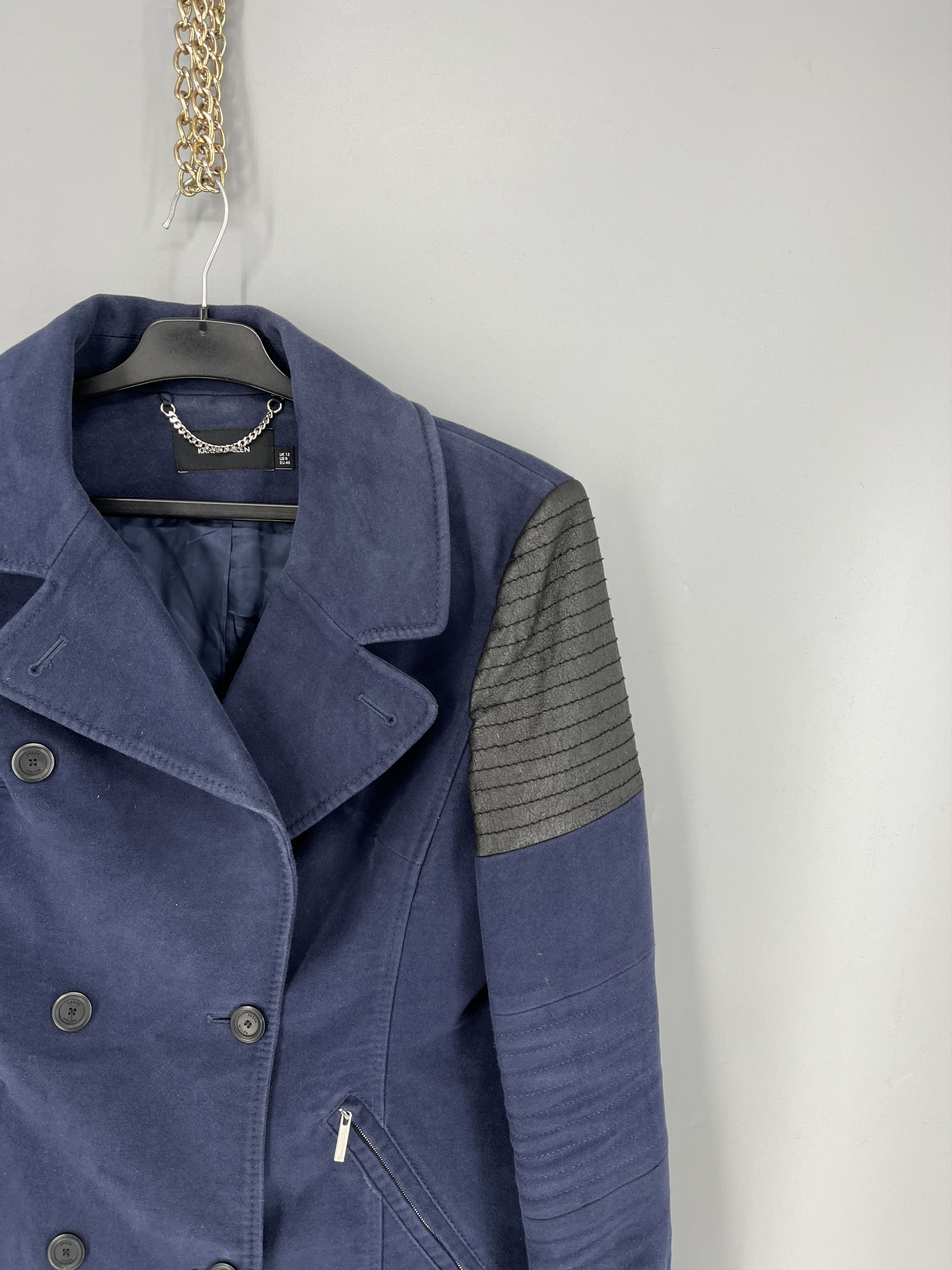 Karen Millen Women's 8 Double Breasted Navy Pea Coat