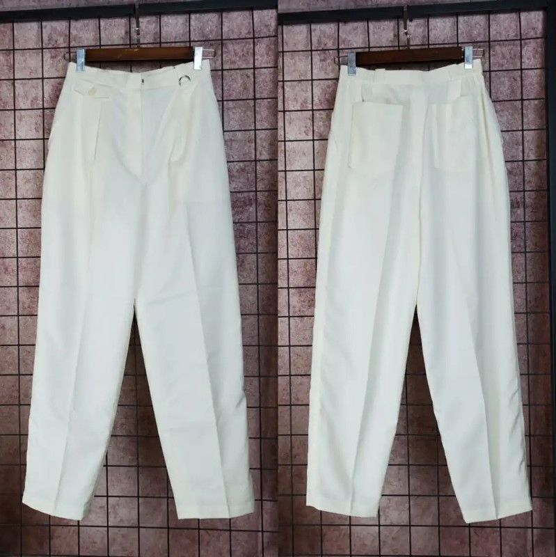 Dior Dior Women's Cream Wool Blend Embroidered Pants 0089 Size 24" / US 00 / IT 34 - 1 Thumbnail