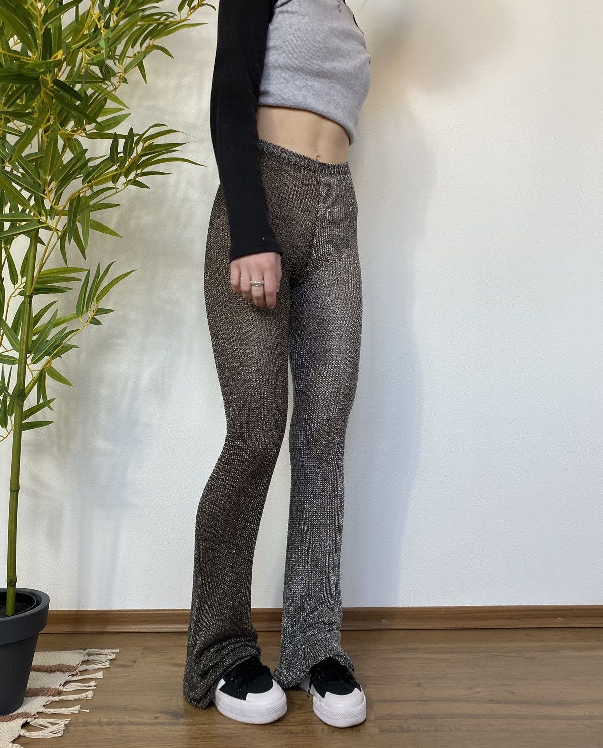 Vintage MESH CHAIN MAIL Y2K STYLE FLARE PANTS Size 30" / US 8 / IT 44 - 8 Thumbnail