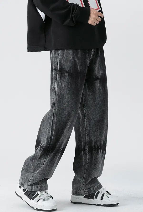 Japanese Brand Tie-dyed black loose American straight casual jeans Size US 32 / EU 48 - 3 Thumbnail