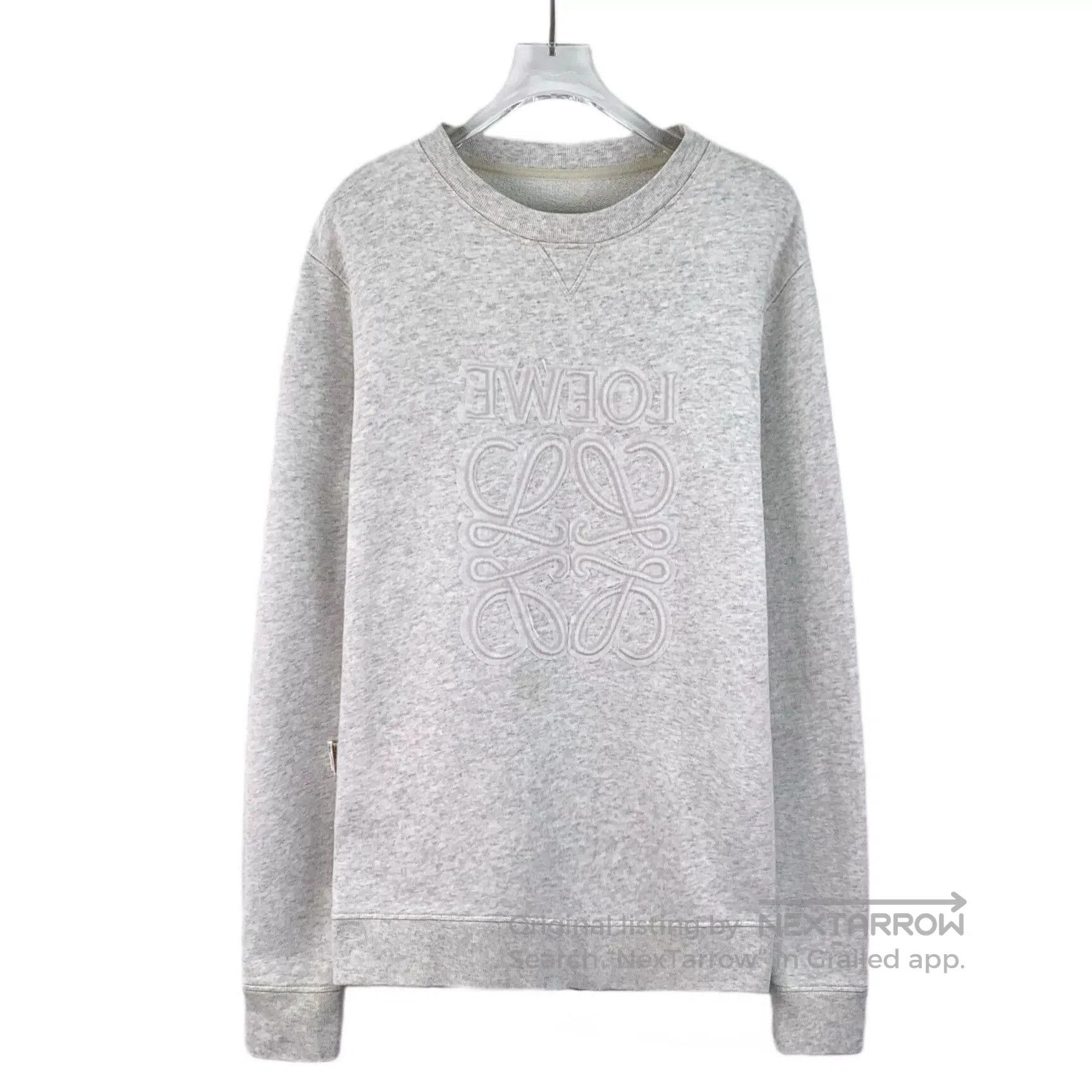 Loewe Gray White Logo Embroidered Sweatshirt.