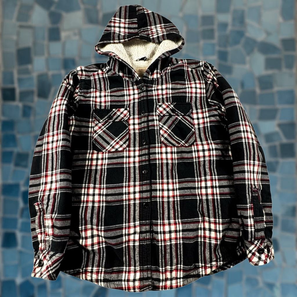 Vintage Boston Traders Hooded Jacket Heavyweight Outdoor Sherpa Flannel Men's Medium Red Size US M / EU 48-50 / 2 - 1 Thumbnail