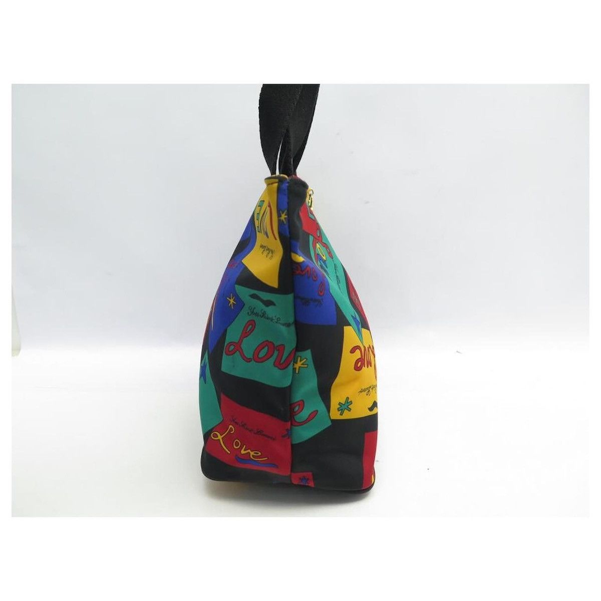 Yves Saint Laurent Yves Saint Laurent Black Love Printed Nylon Handbag/Tote Bag Size ONE SIZE - 4 Thumbnail