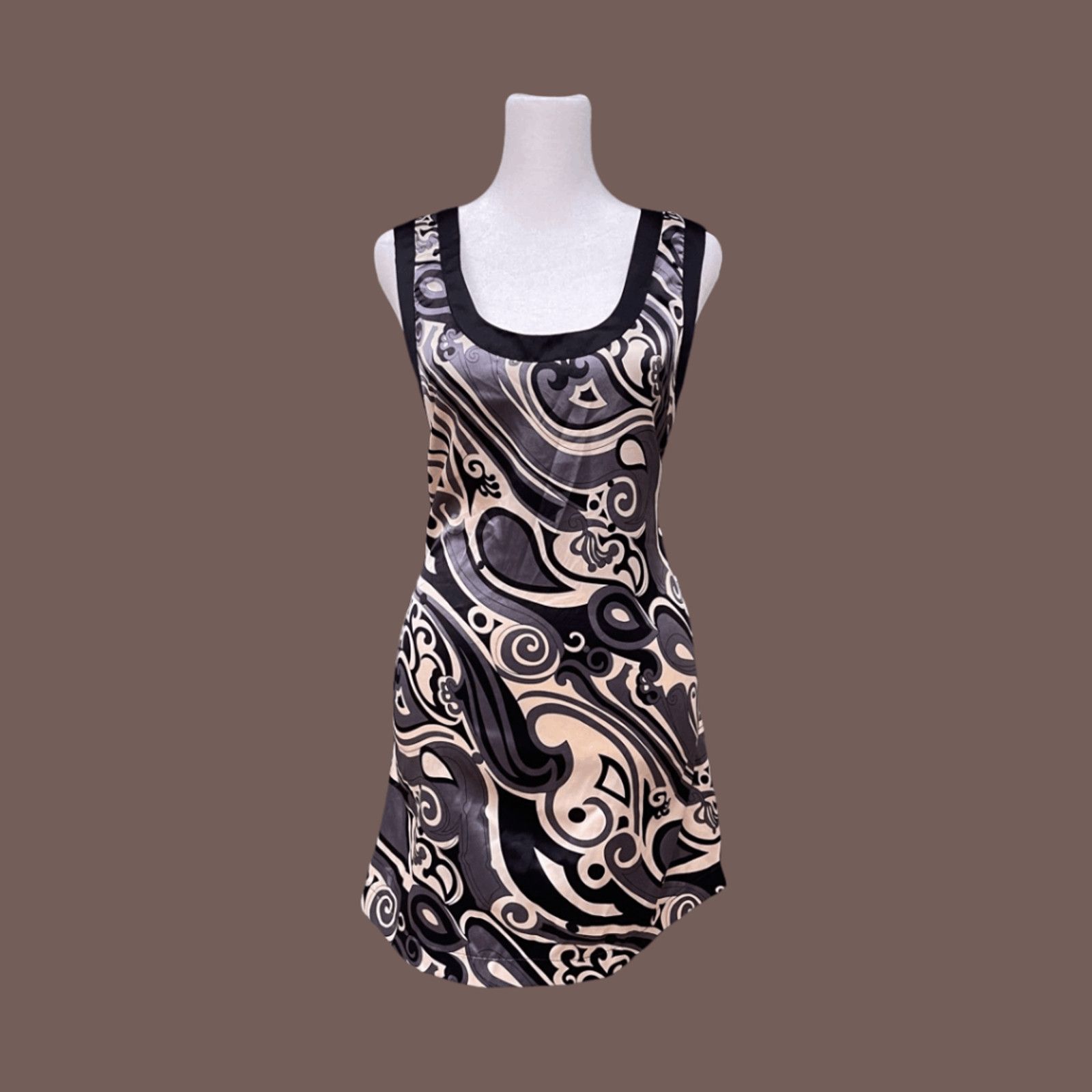 Vintage VTG Swirl Dress | Forever Black Gray | Y2K Clubwear Size M / US 6-8 / IT 42-44 - 1 Thumbnail