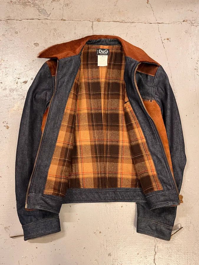 Dolce & Gabbana FW2005 Dolce & Gabbana Brown Pony Hair & Blue Denim Jacket Size US L / EU 52-54 / 3 - 8 Thumbnail