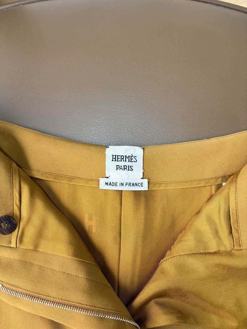 Hermes Hermes Yellow Wool Skirt Pants Size 34-2506 Size 33" - 2 Thumbnail