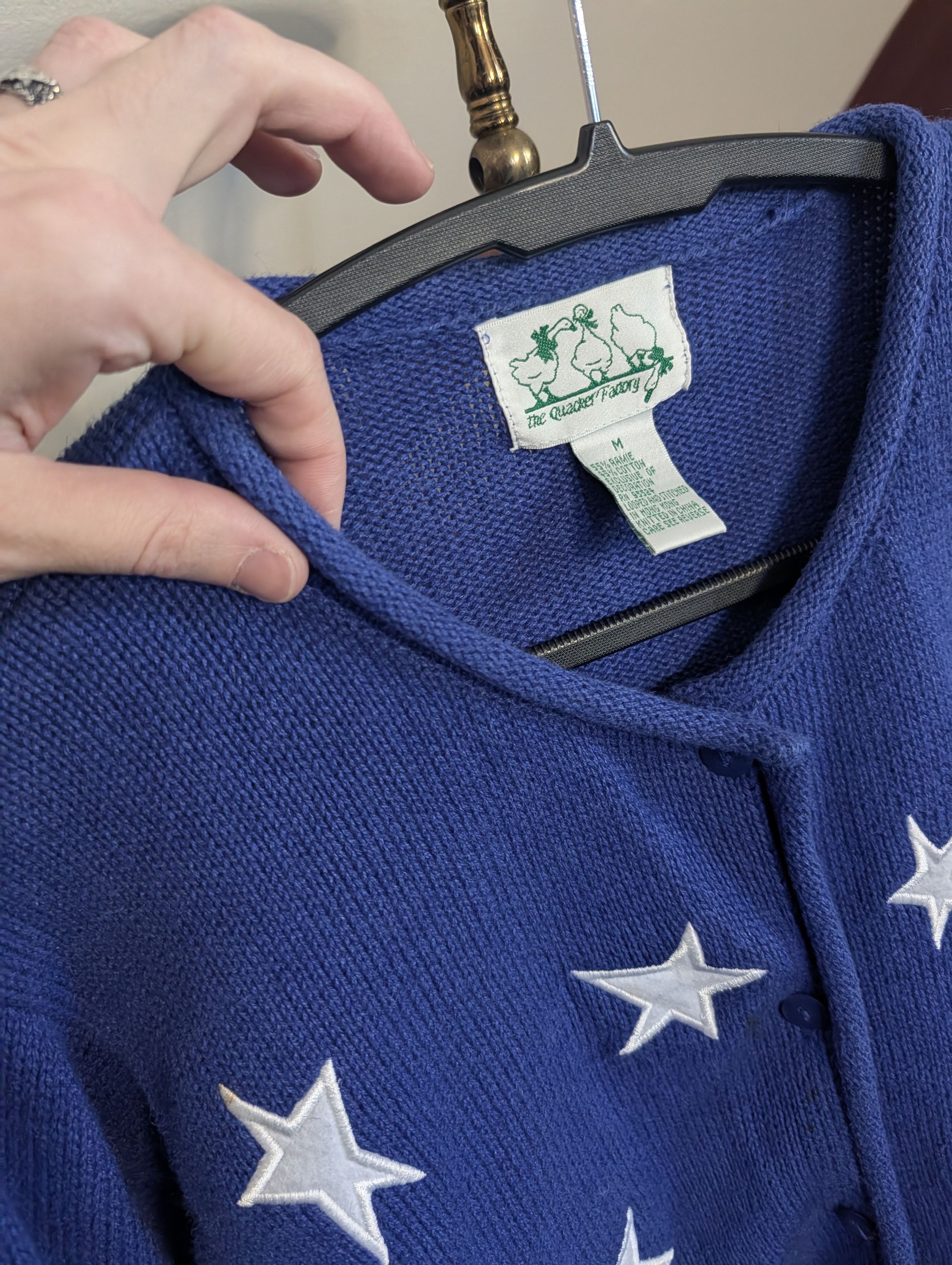 Quacker Factory Vintage RAMIE knit USA stars & stripes cardigan Med Size M / US 6-8 / IT 42-44 - 8 Thumbnail