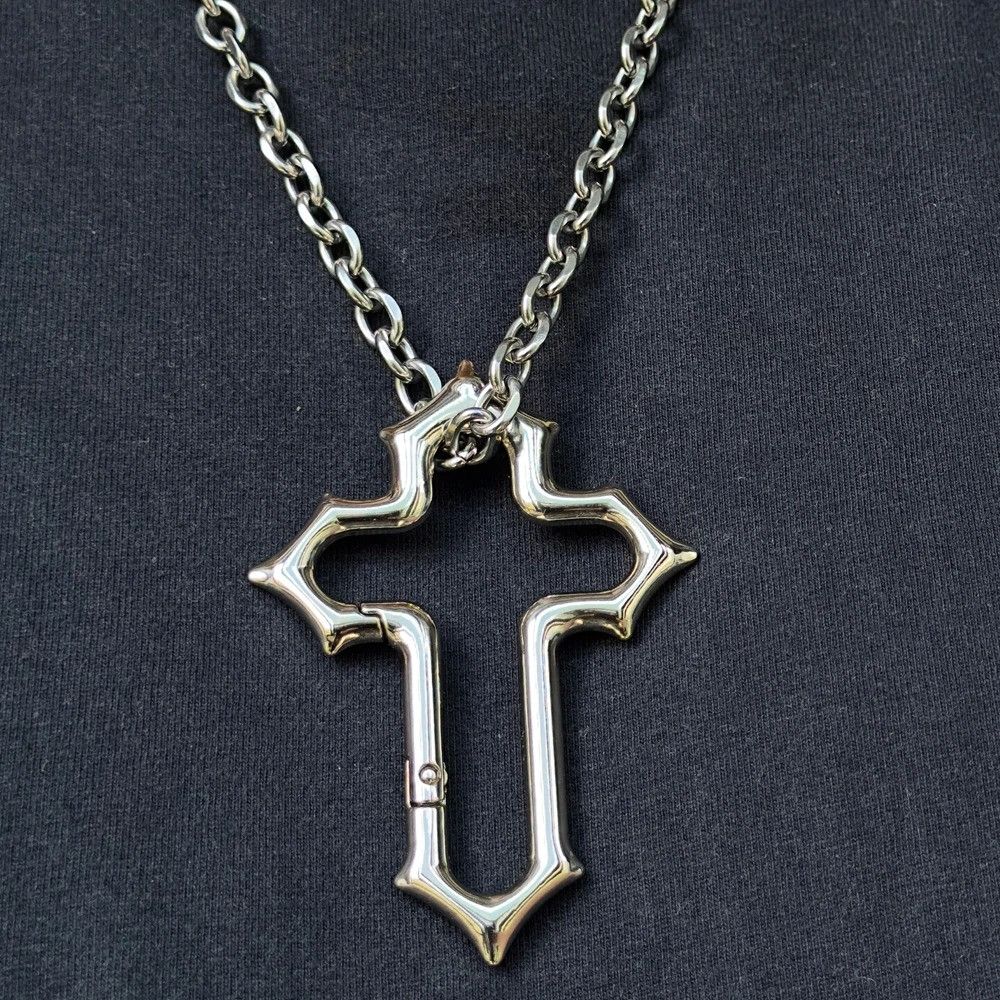 Vintage Stainless Steel Chain Large Cross Necklace Size ONE SIZE - 1 Thumbnail