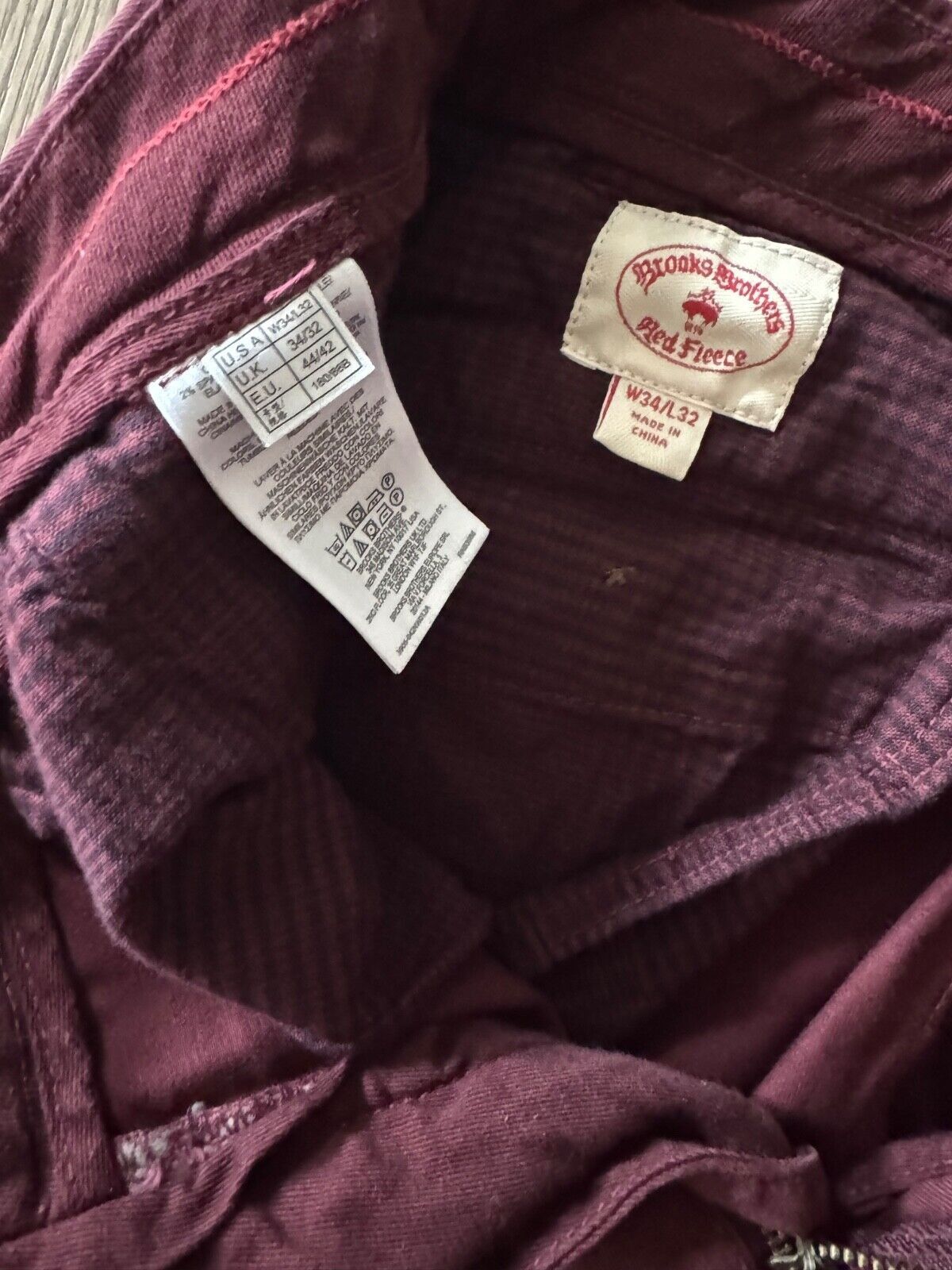 Brooks Brothers Brooks Brothers Red Fleece Mens 34x32 Burgundy Pants Chino Size US 34 / EU 50 - 2 Thumbnail