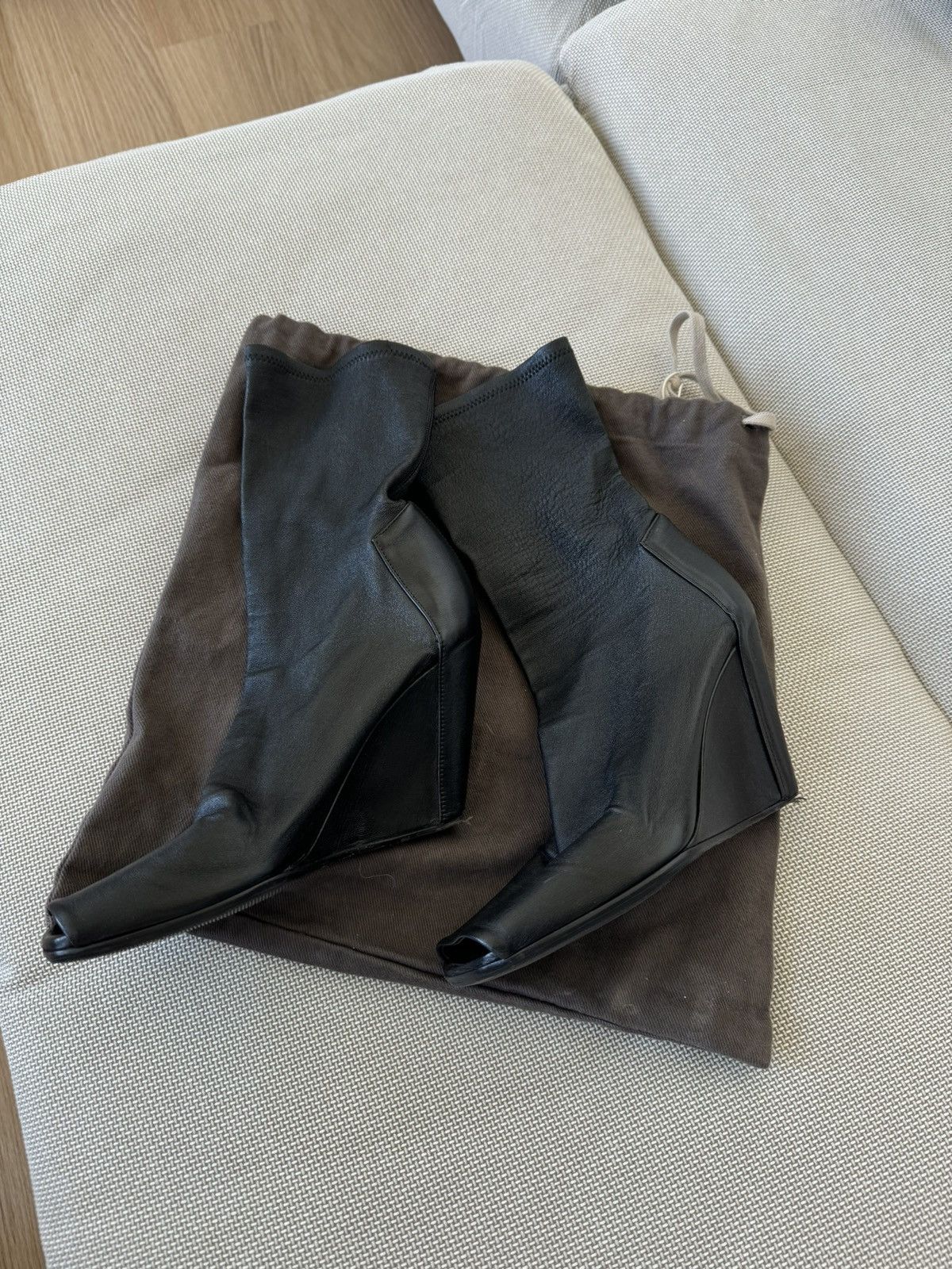 Rick Owens Rick Owen Leather Peep Toe Ankle Boots Size US 8 / IT 38 - 1 Thumbnail