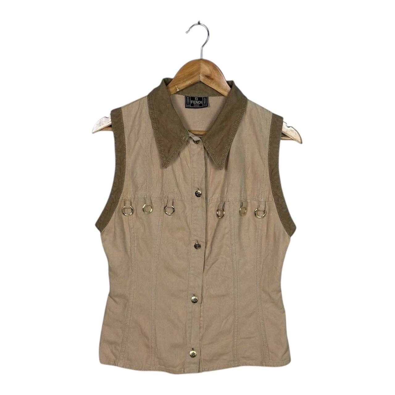 Fendi Vintage 90s Fendi Jeans Beige Safari Vest Gold Rings IT 42 Size M / US 6-8 / IT 42-44 - 1 Thumbnail