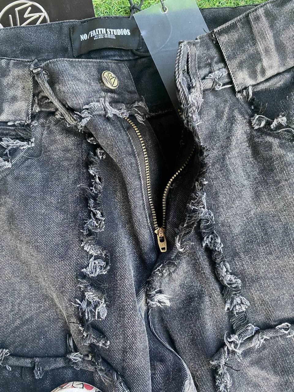 No Faith Studios No faith Studios black distressed flared jeans Size US 33 - 5 Thumbnail