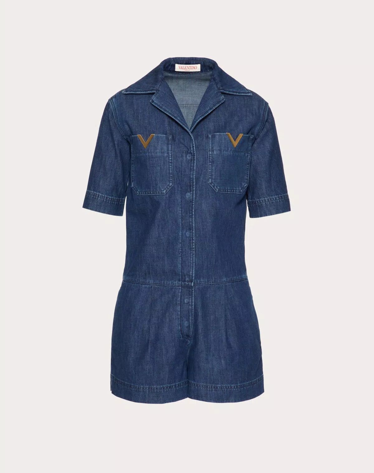 Valentino o1s1wg110625 Chambray Denim Jumpsuit in Medium Blue Size 25" / US 0 / IT 36 - 1 Thumbnail